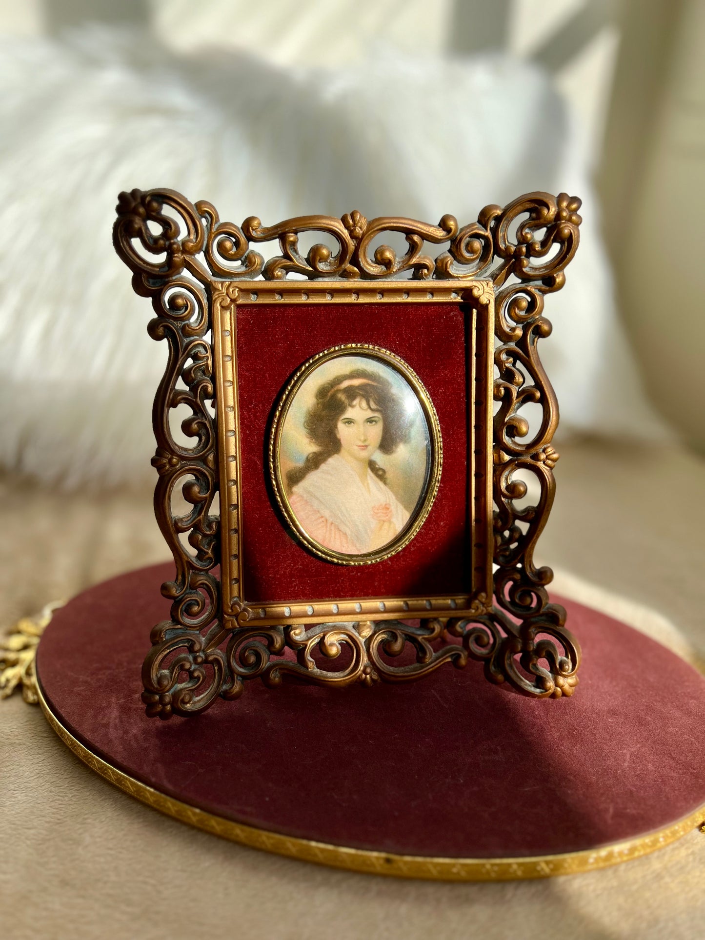 A Cameo Creation Vintage Framed Hubak Lady Girl Portrait by Unknown Artist