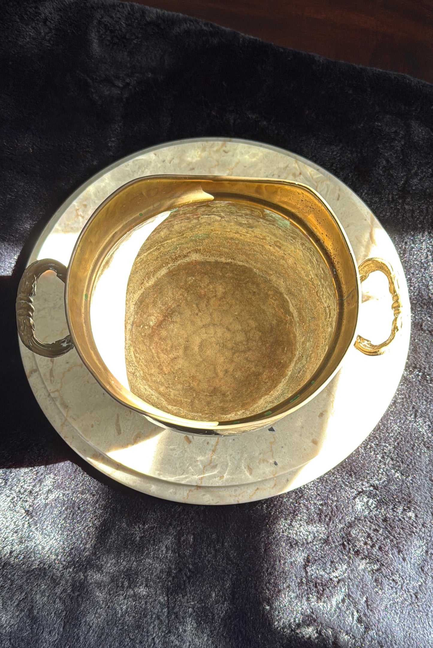 Vintage Brass Flower Pot or Planter with Handles and Four-Legged Lion Paws - Made in Spain