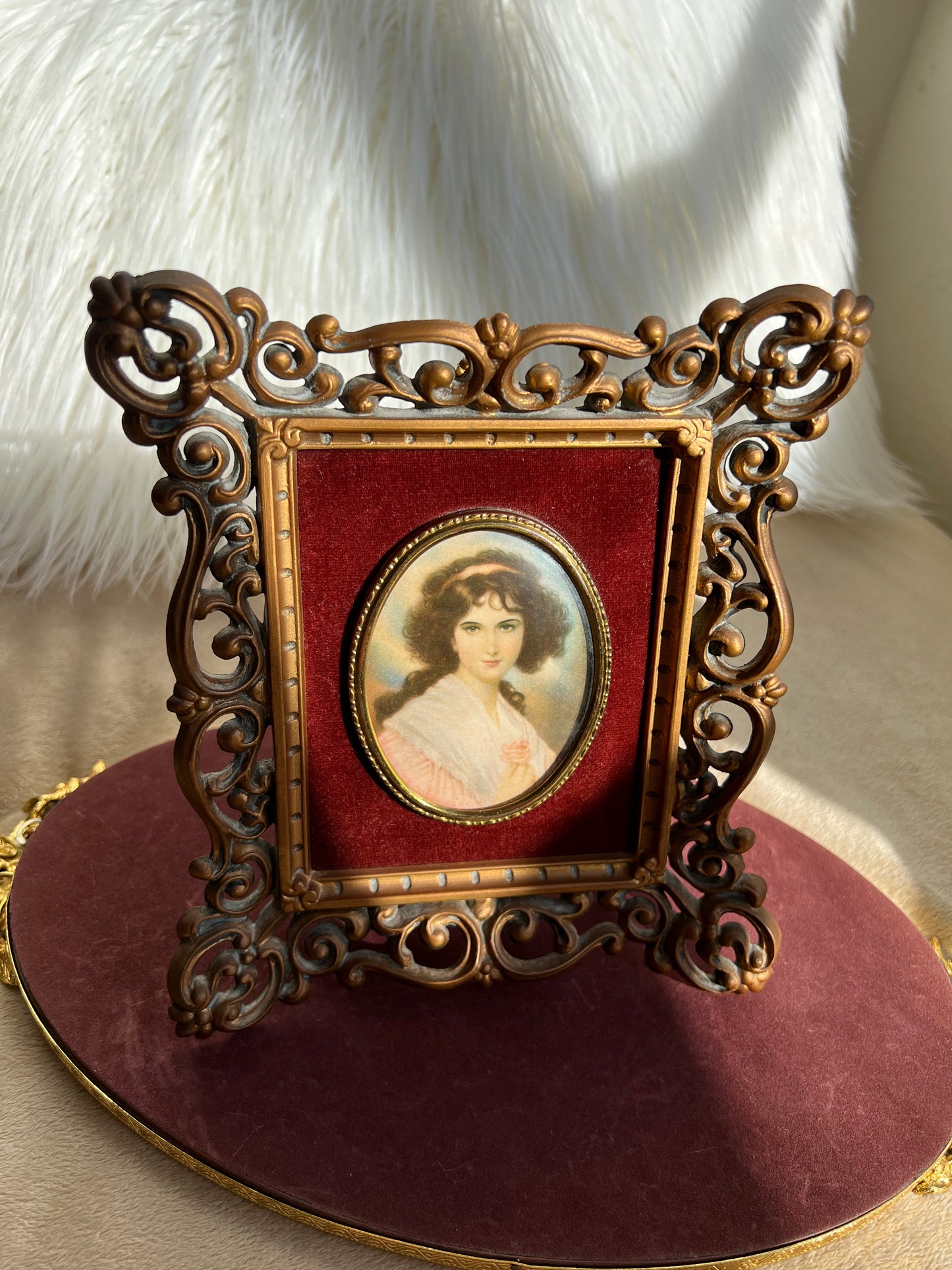 A Cameo Creation Vintage Framed Hubak Lady Girl Portrait by Unknown Artist