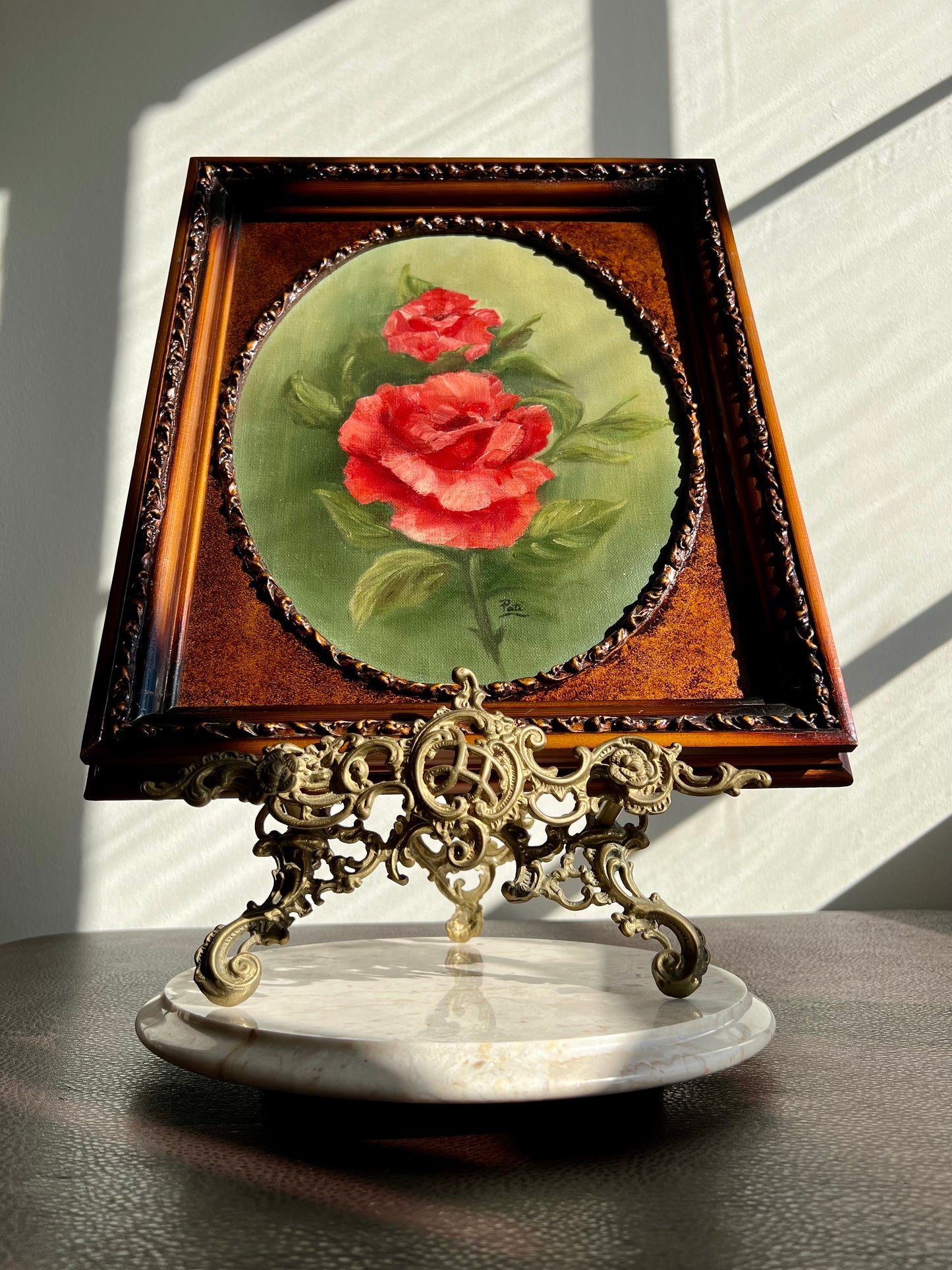 Big 21.5” Vintage Display Brass Ornate Victorian Style Easel Cookbook or Painting Holder