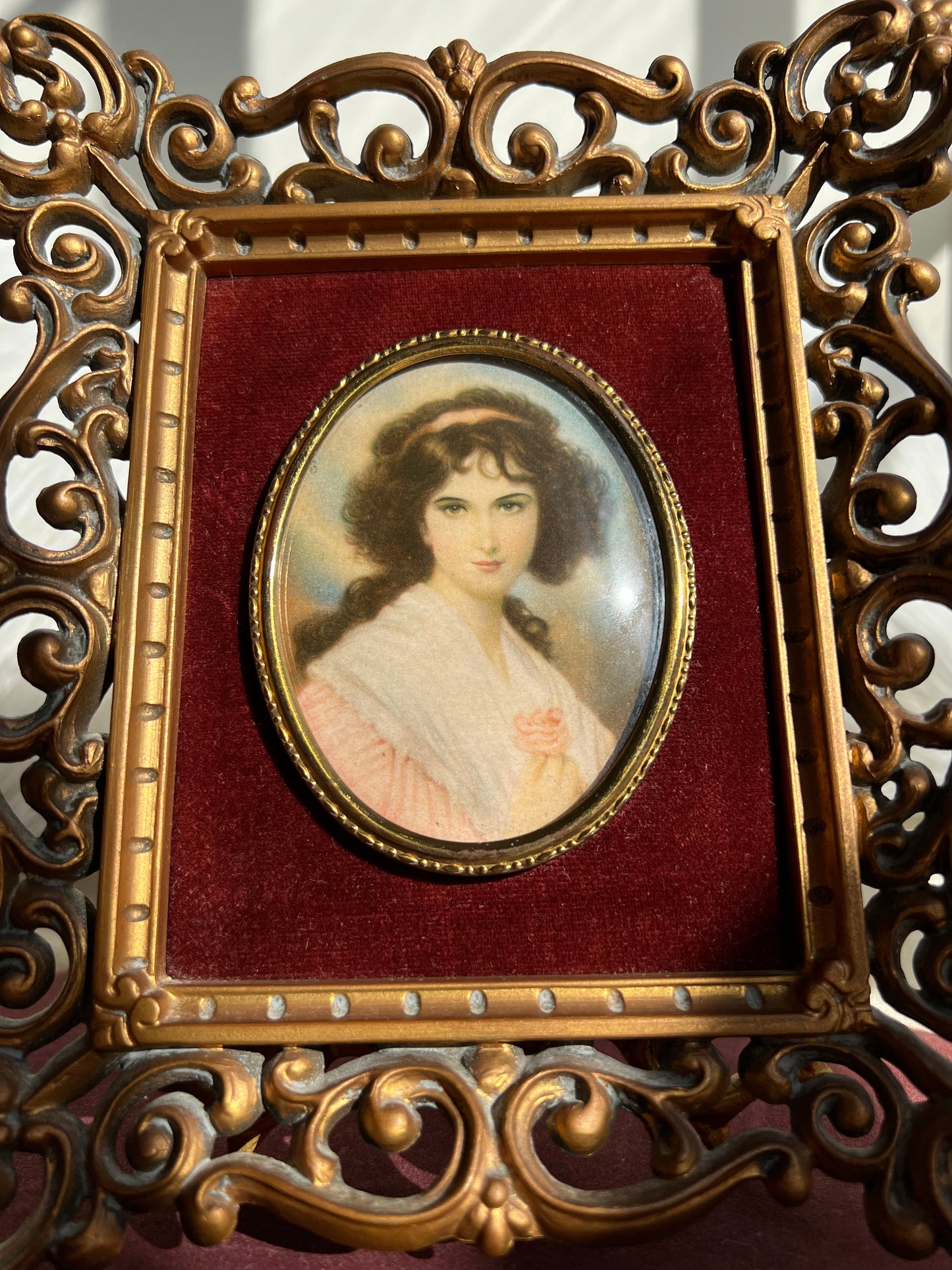 A Cameo Creation Vintage Framed Hubak Lady Girl Portrait by Unknown Artist