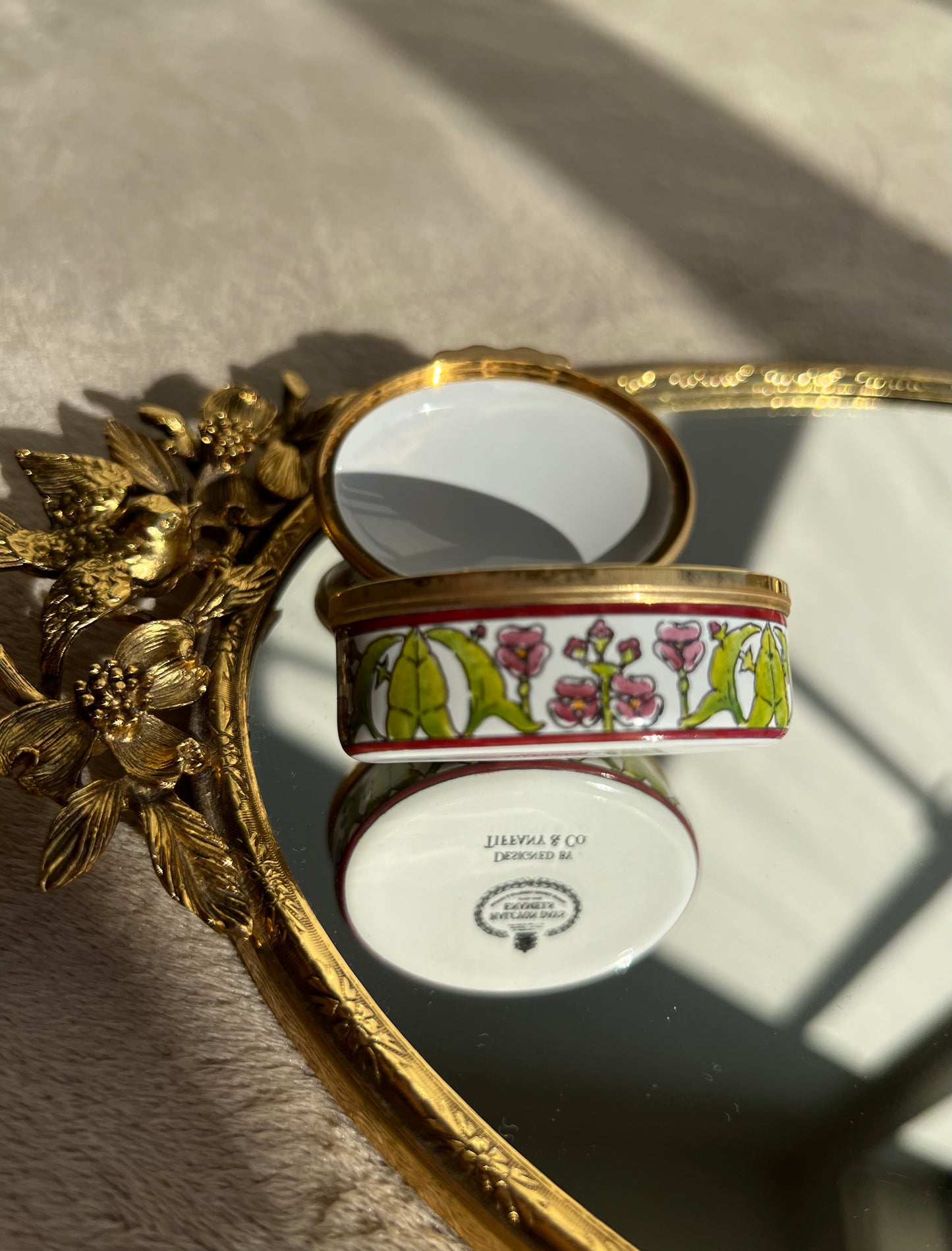 Designed by TIFFANY & Co. Halcyon Days Vintage Floral Decor Enamel Trinket Box