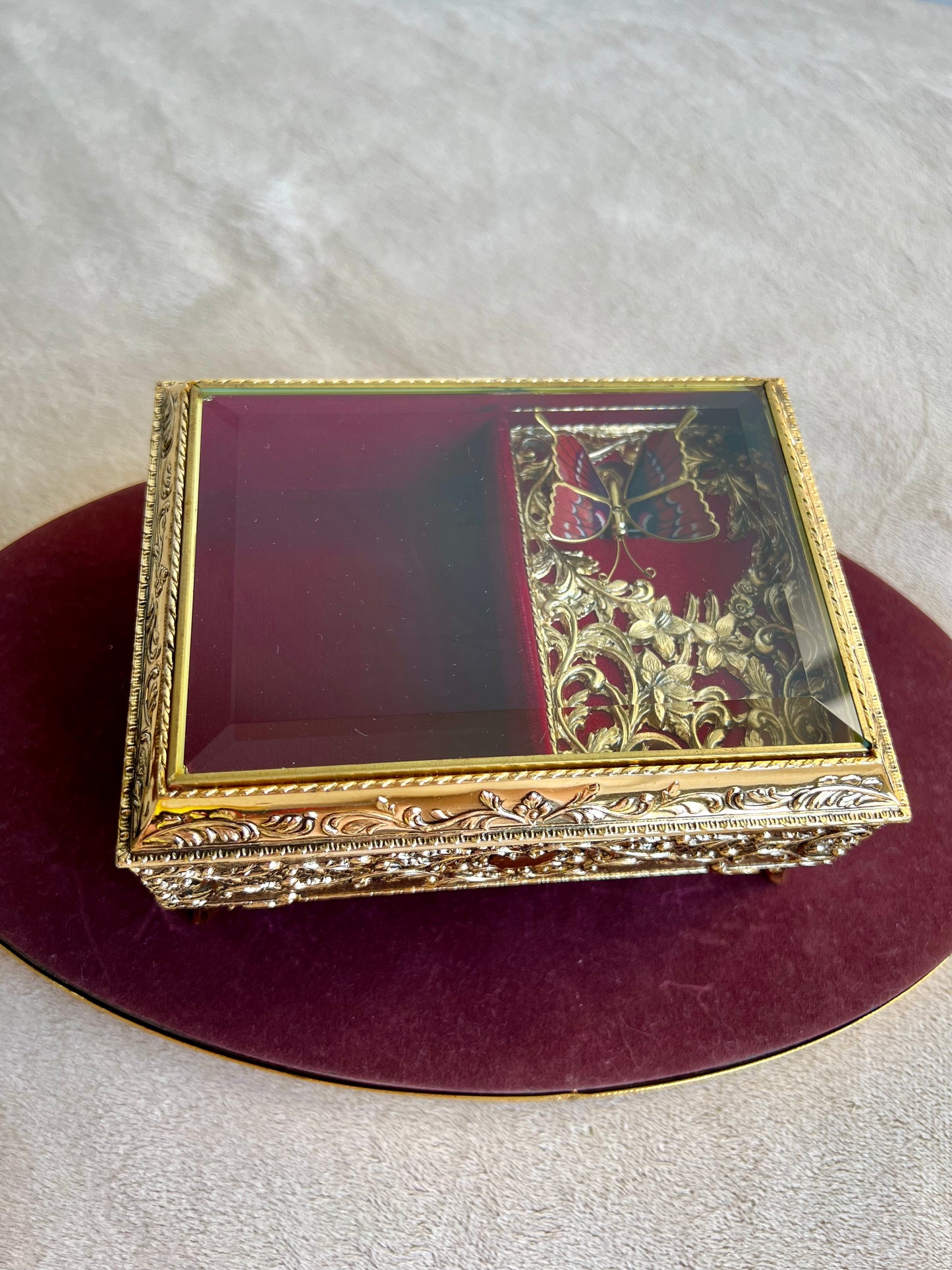 Butterfly Gold Brass Tone Westland Vintage Jewelry Music Box