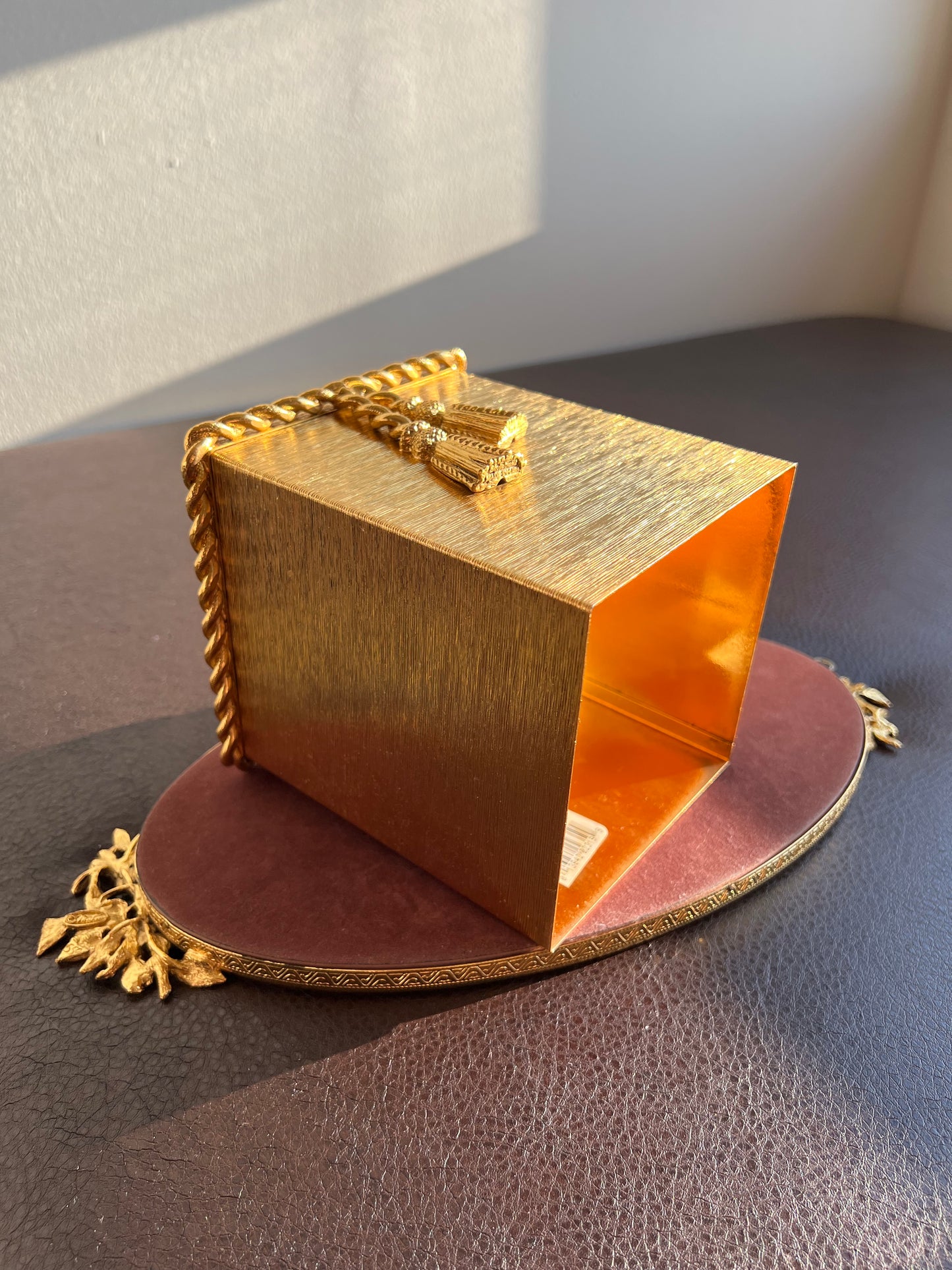 STYLEBUILT Vintage Tissue Box Cover with Gilt Rope & Tassel