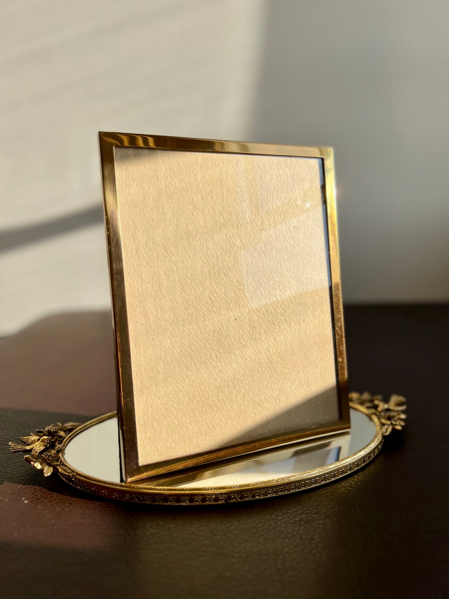 Beautiful Gold Tone Metal Vintage 8 X 10 Elegant Photo/ Picture Frame and Plush Cover on the Back, from Beverly Hills Estate Sale