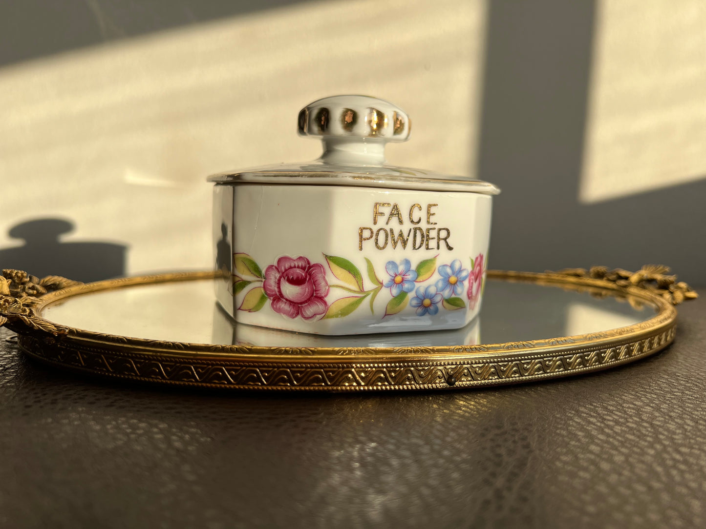Lady Barrington Vintage Japan Face Powder Floral Porcelain Jar