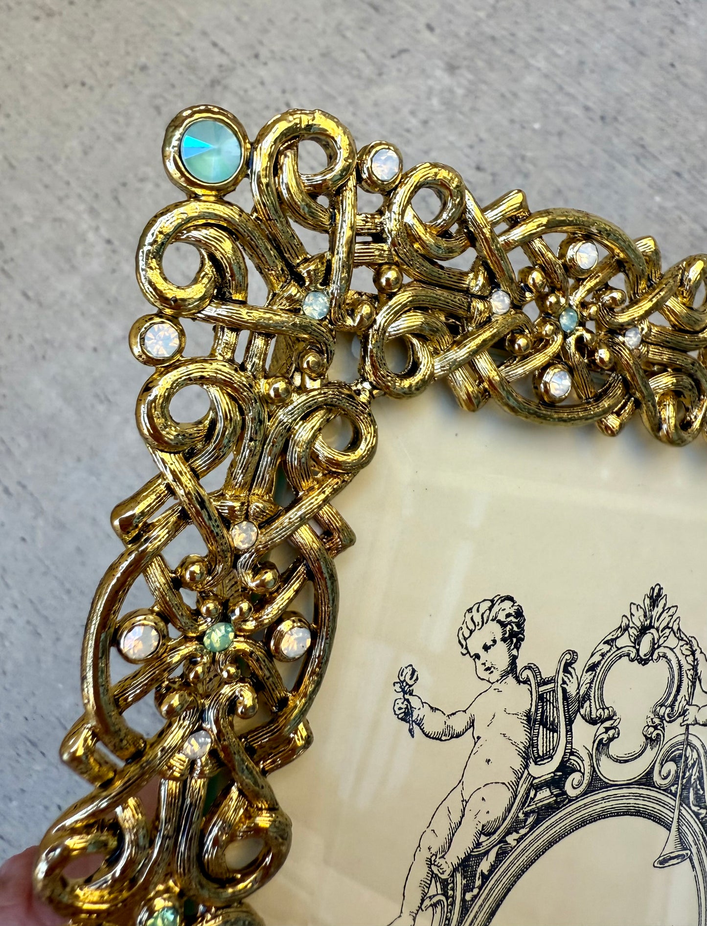 Olivia Riegel Vintage Luxury Decorative Jewel Encrusted Ornate Gold Plated Photo/ Picture Frame with Beautiful Crystals