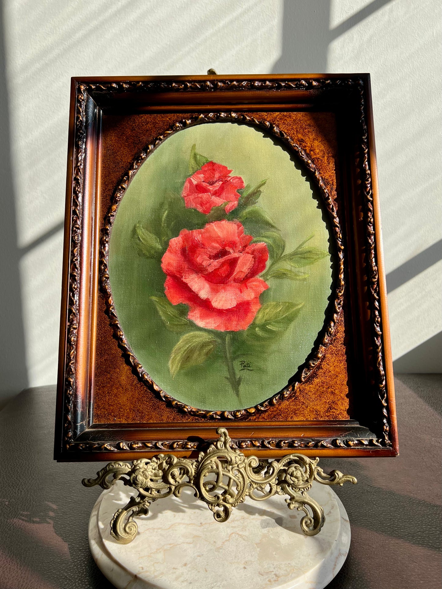 Big 21.5” Vintage Display Brass Ornate Victorian Style Easel Cookbook or Painting Holder