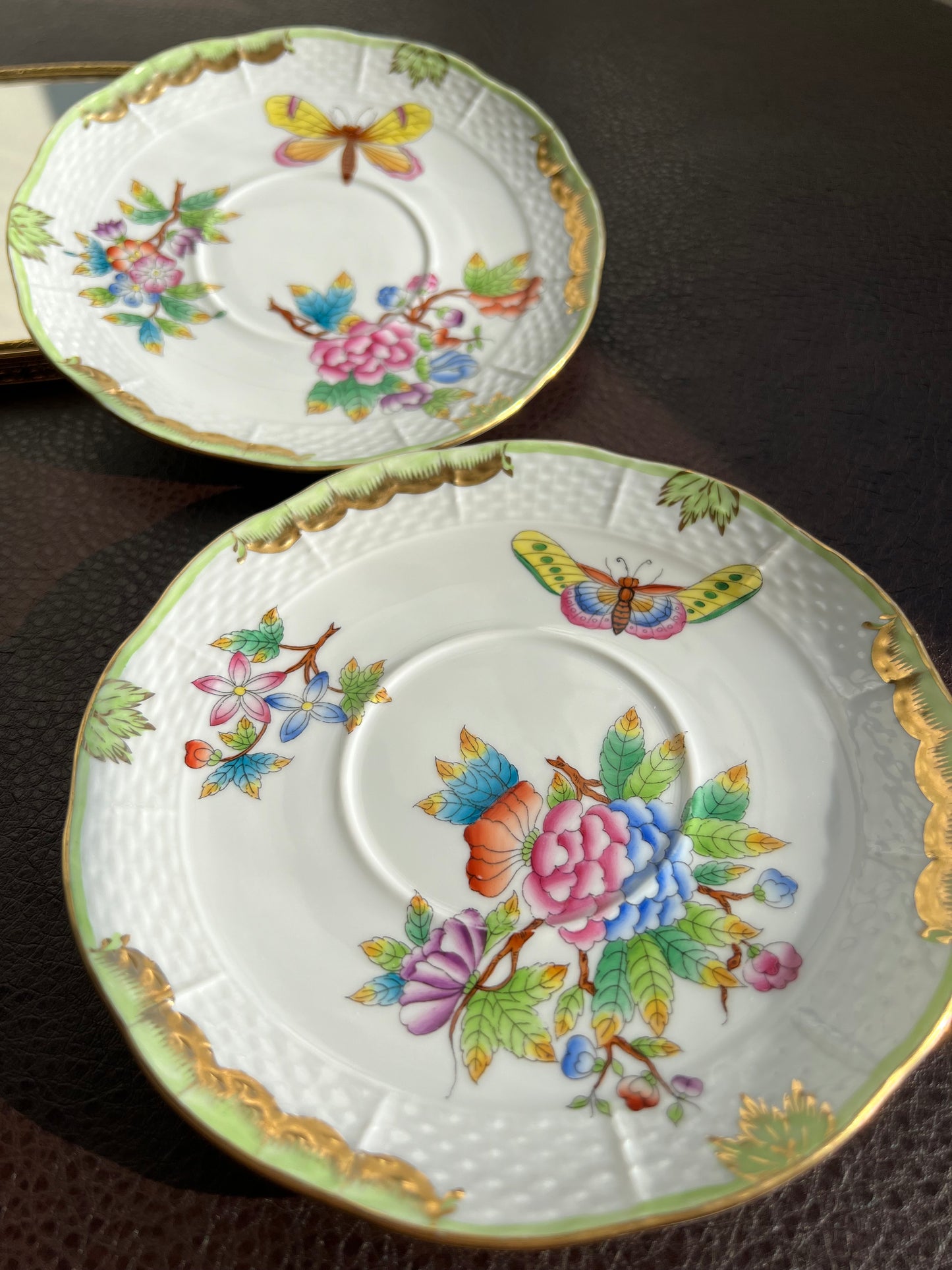 Herend Queen Victoria Vintage Butterfly and Floral Hungarian Porcelain Tea Saucer