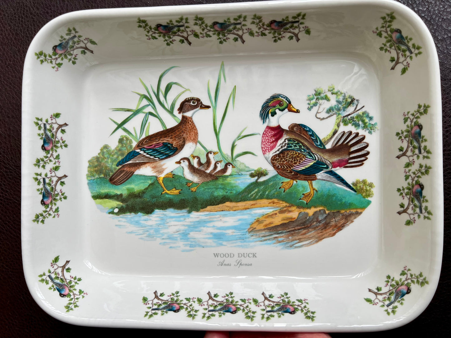Portmeirion Pottery Birds Of Britain "Wood Duck" Vintage Baking Dish, Made in England