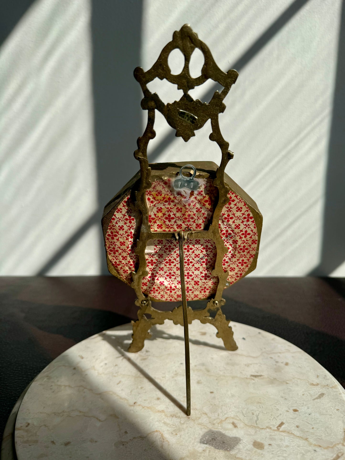 Italian Florentine Gold gilded Wooden Framed Mini Octagon Vintage Wall Mirror