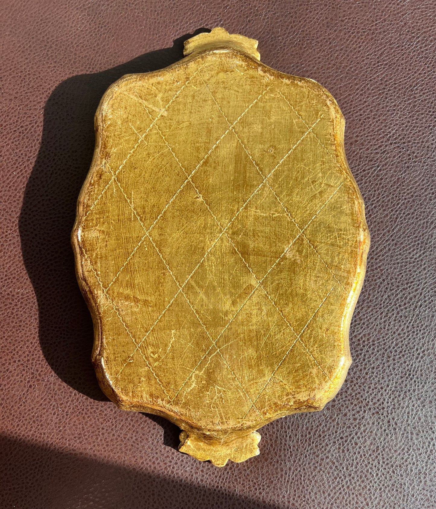 Florentine Italian Style Gold Gilded Vintage Decorative Wooden Tray Green and Gold