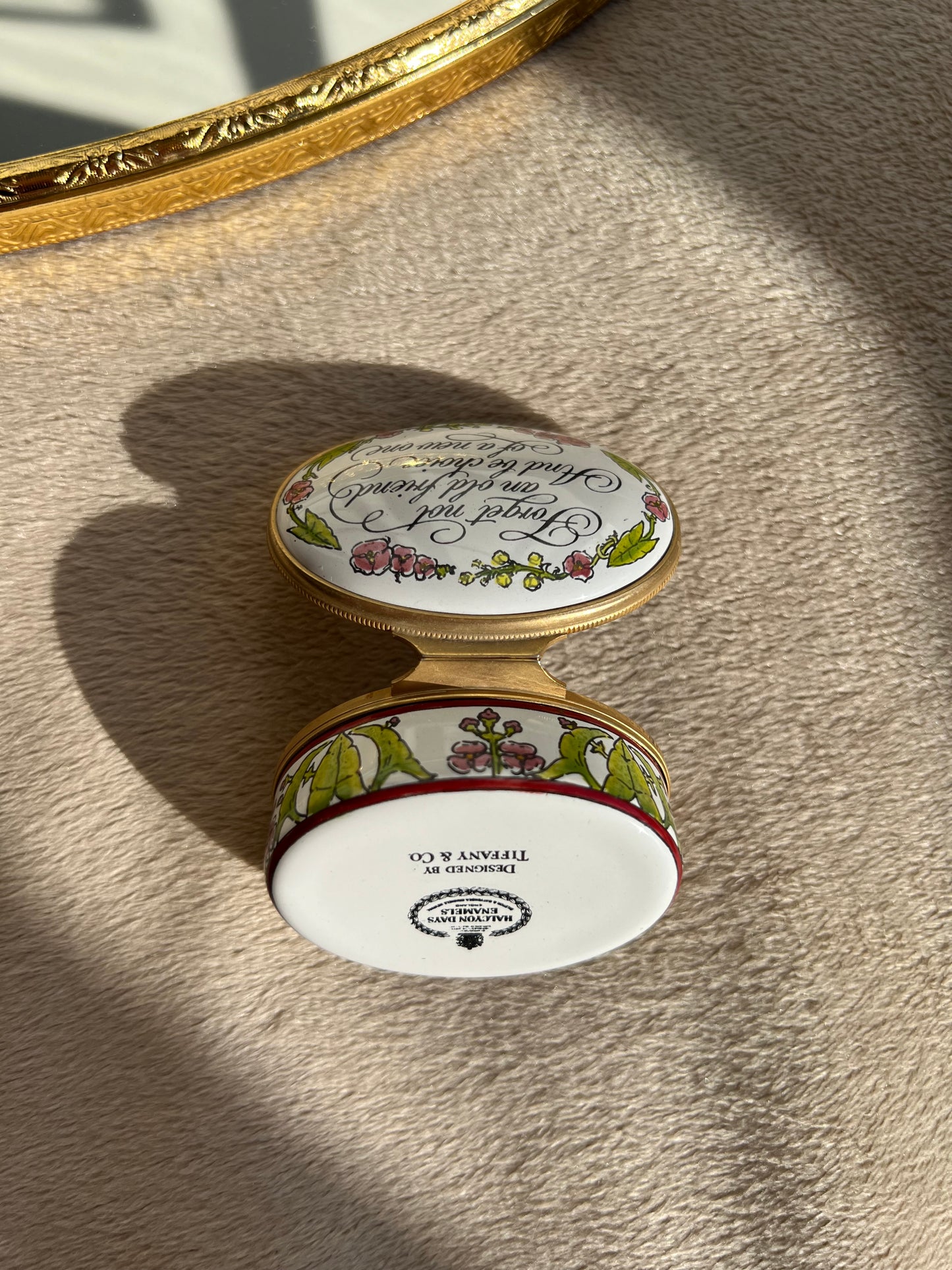 Designed by TIFFANY & Co. Halcyon Days Vintage Floral Decor Enamel Trinket Box