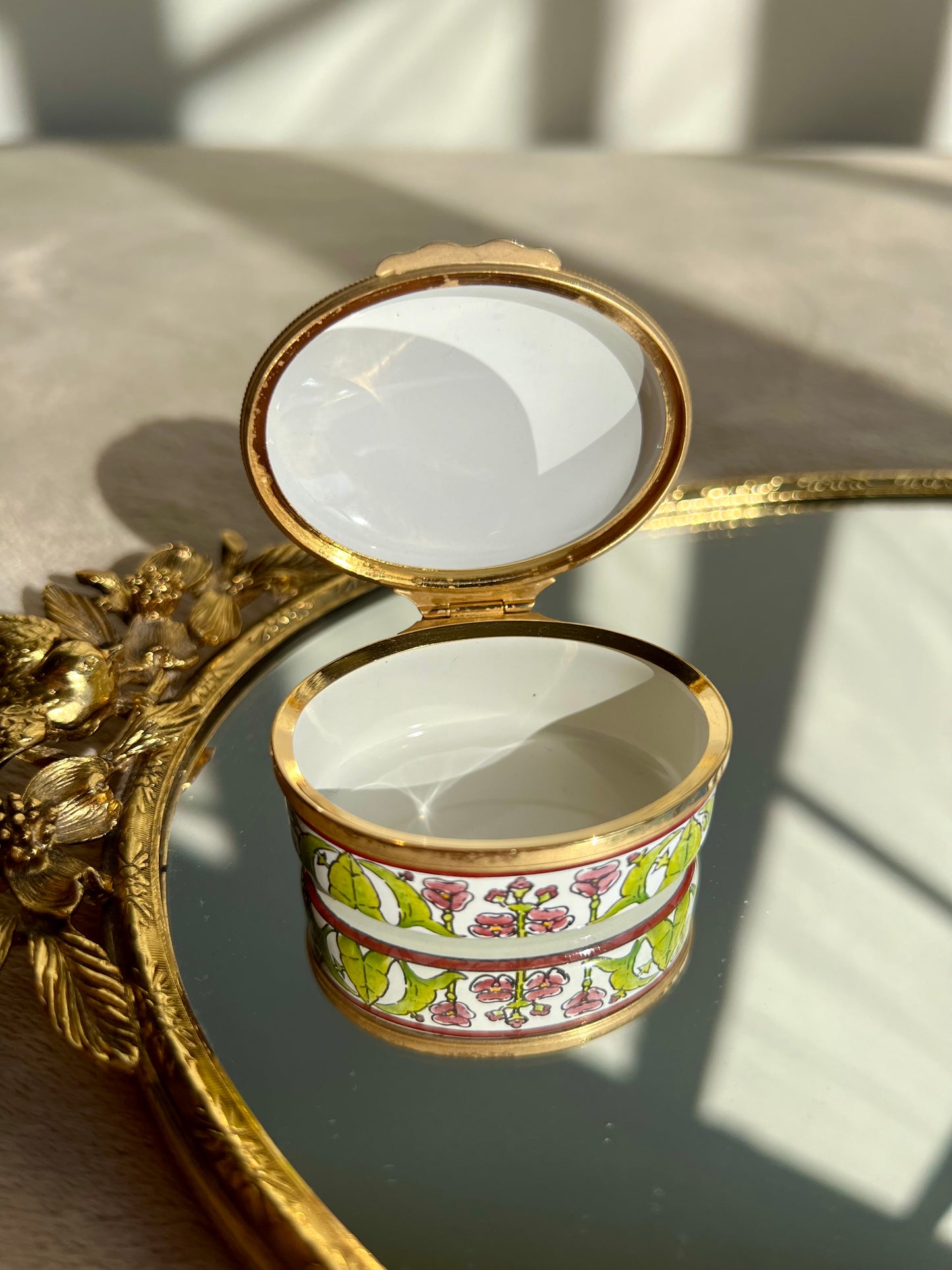 Designed by TIFFANY & Co. Halcyon Days Vintage Floral Decor Enamel Trinket Box