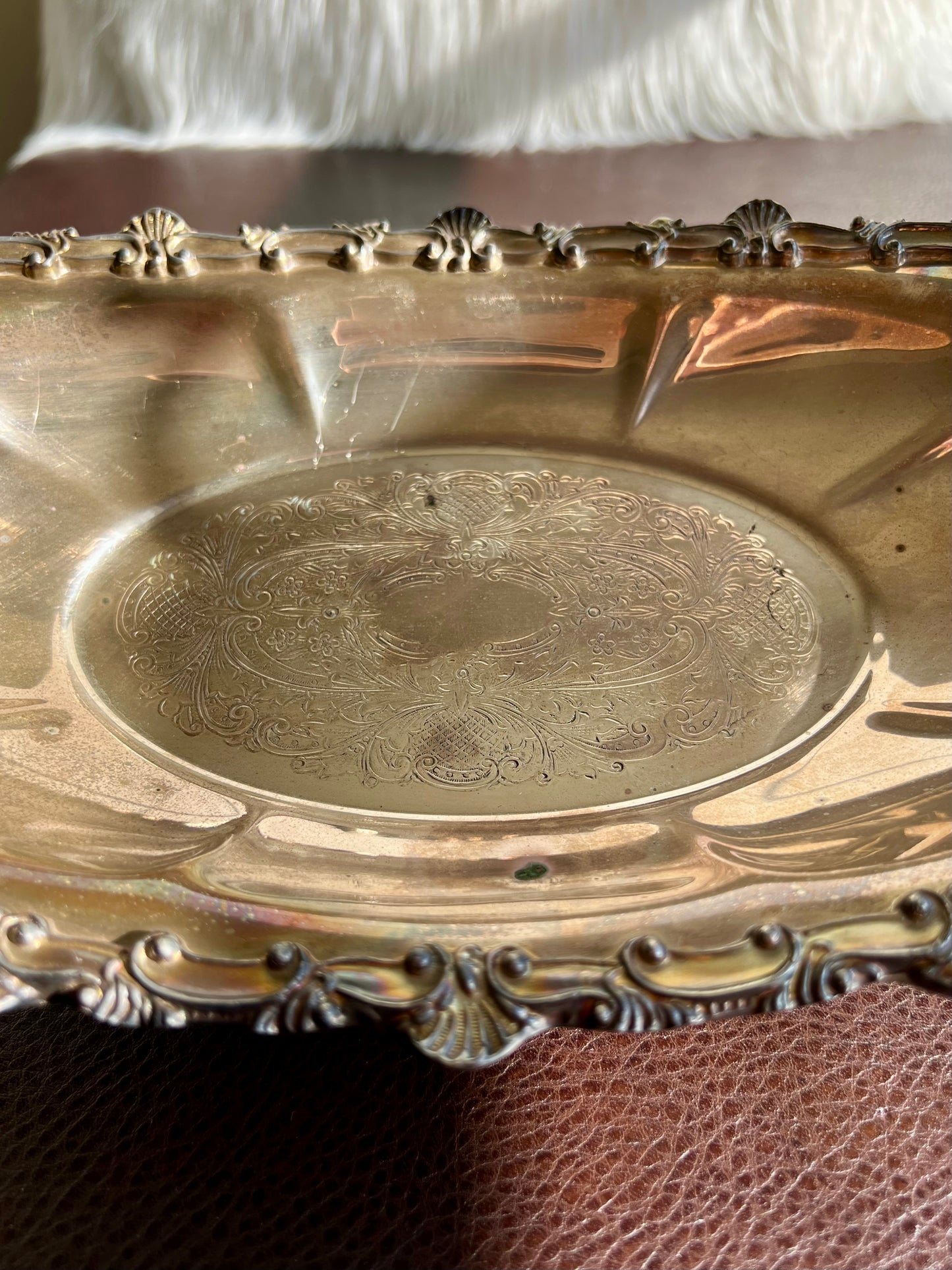 Antique Oval Silver on Copper Footed Numbered Tray/ Dish by Hartford Sterling Company from America