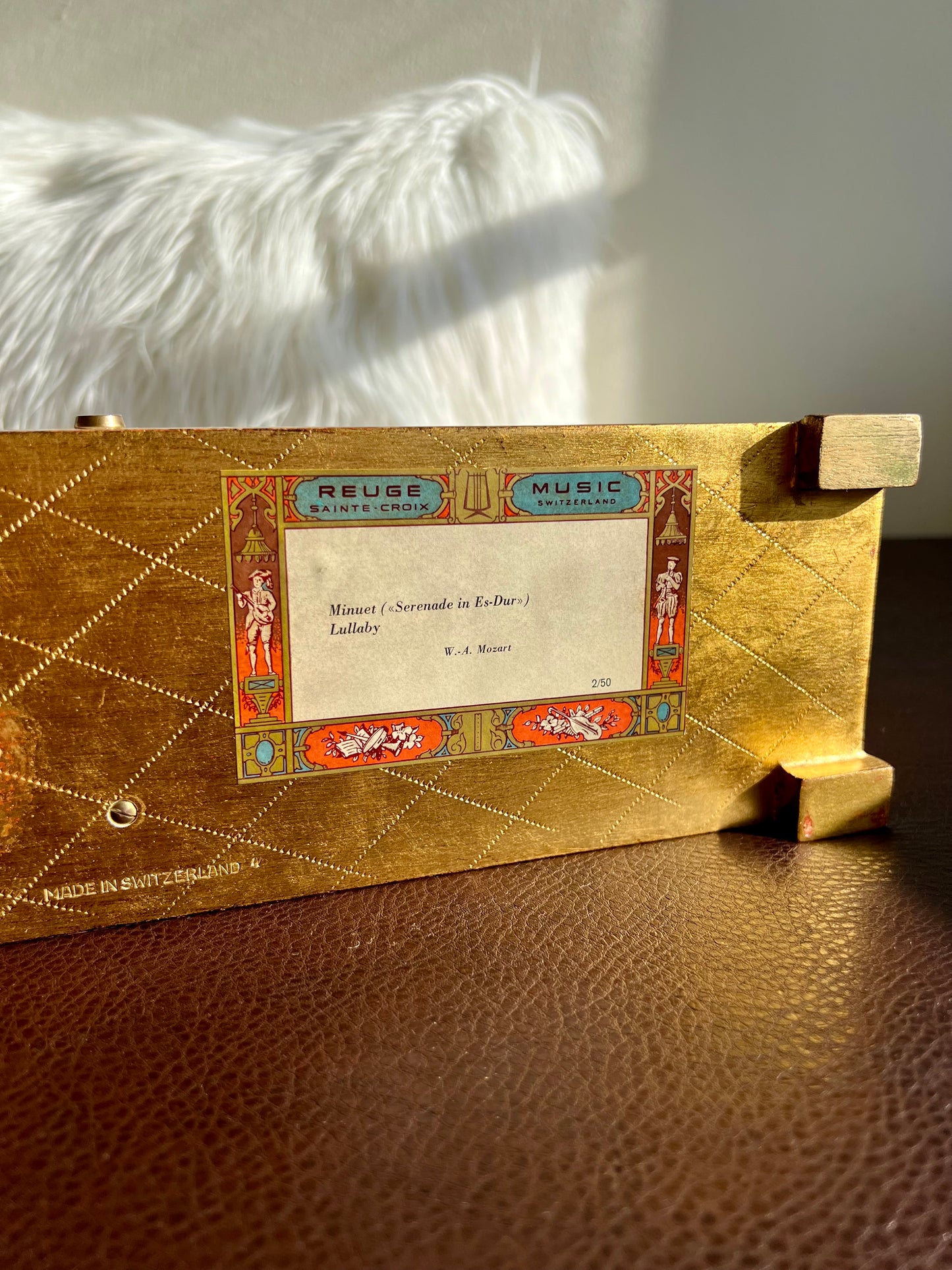 REUGE Sainte Croix Swiss Vintage Wooden Big Florentine Music Box, Numbered - It Plays the Song “Lullaby” by Wolfgang Amadeus Mozart