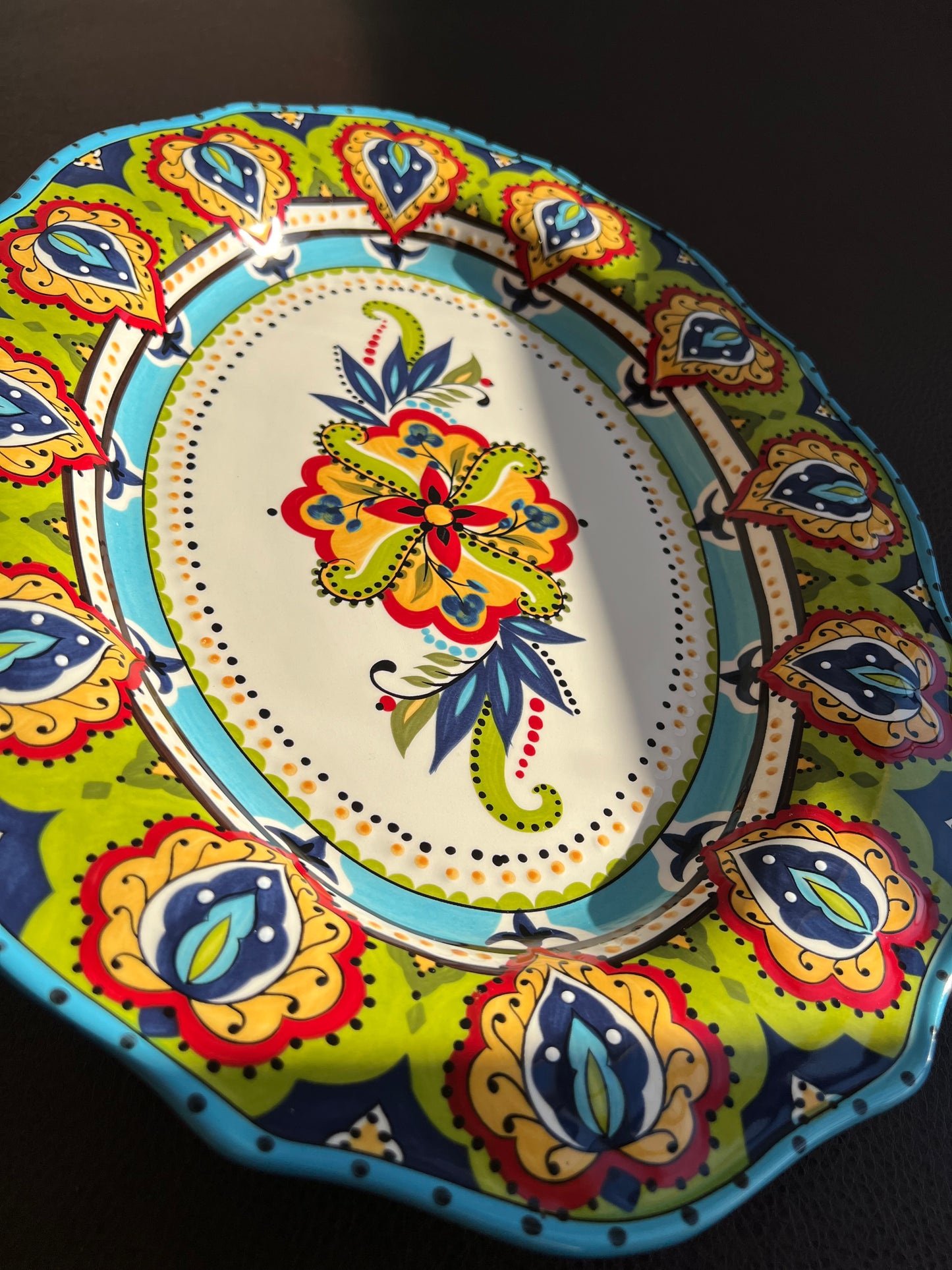 Bocca Espania Colorful Floral Decor, Large Oval Vintage Ceramic Serving Platter