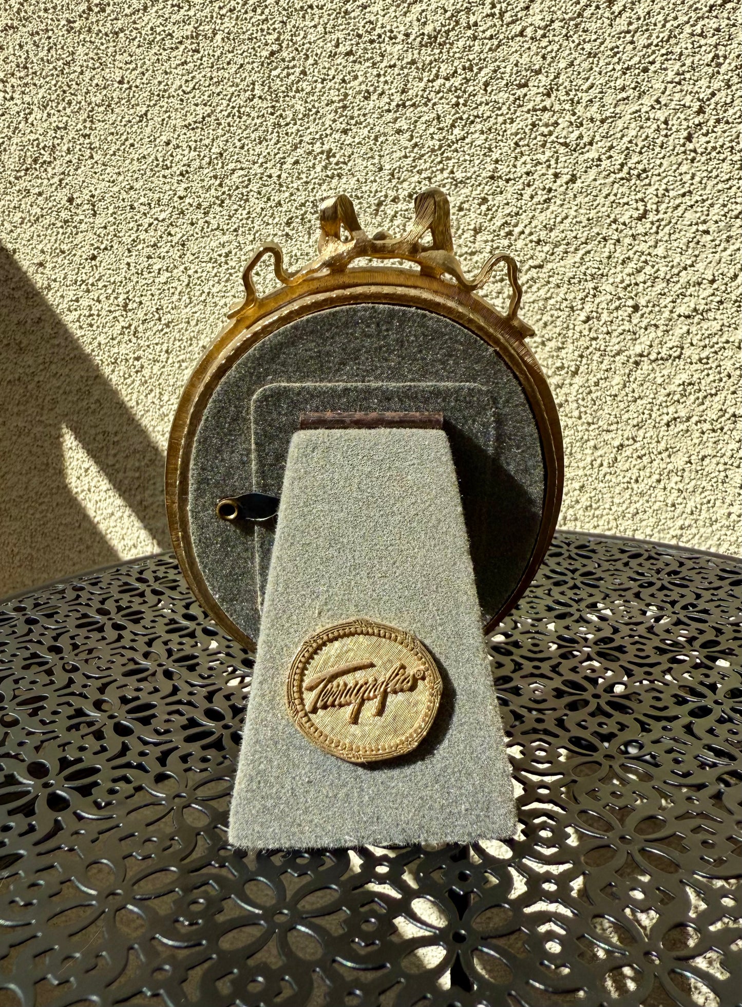 1980s Terragrafics Vintage Mini Ruby Red Oval Enamel Photo/ Picture Frame Bow on Top