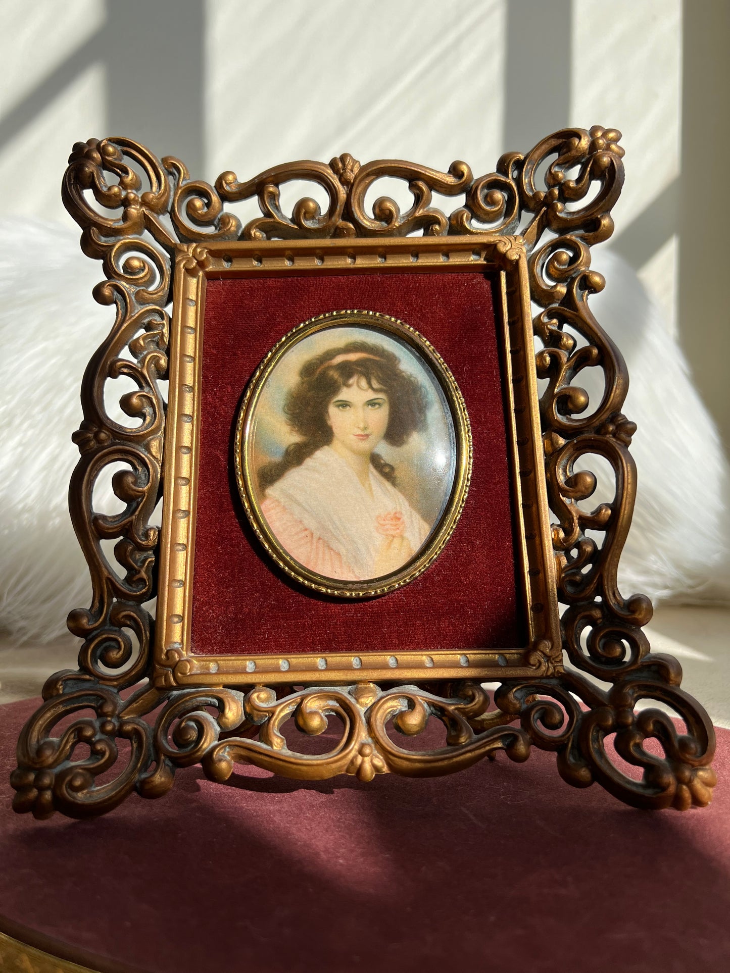 Cameo Creation Vintage Framed Hubak Lady Girl Portrait by Unknown Artist