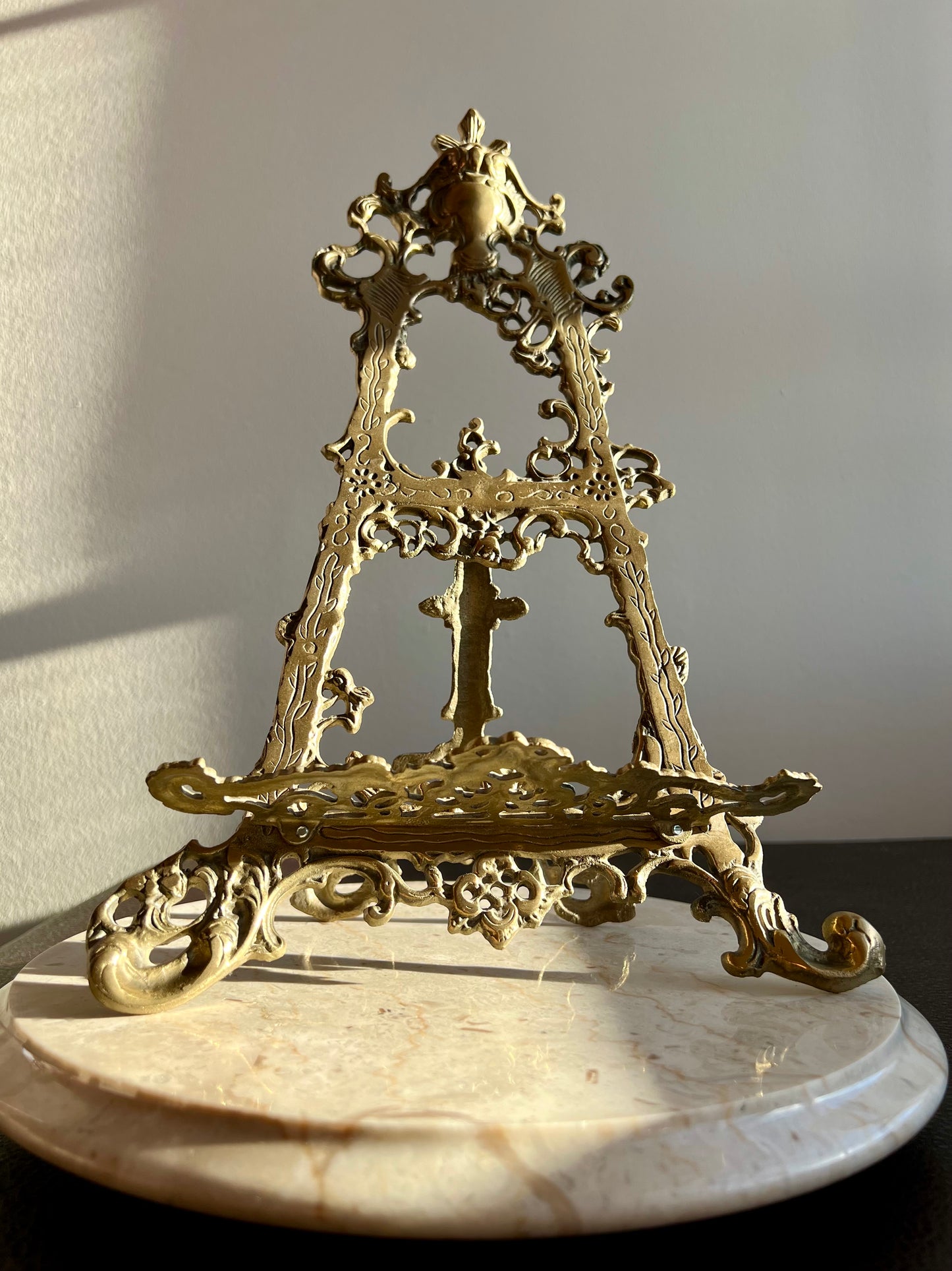 Victorian Style Ornate Brass Easel, Vintage Cookbook or Painting Holder