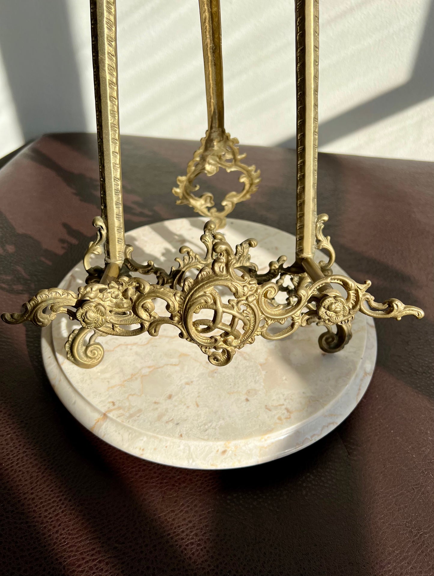 Big 21.5” Vintage Display Brass Ornate Victorian Style Easel Cookbook or Painting Holder