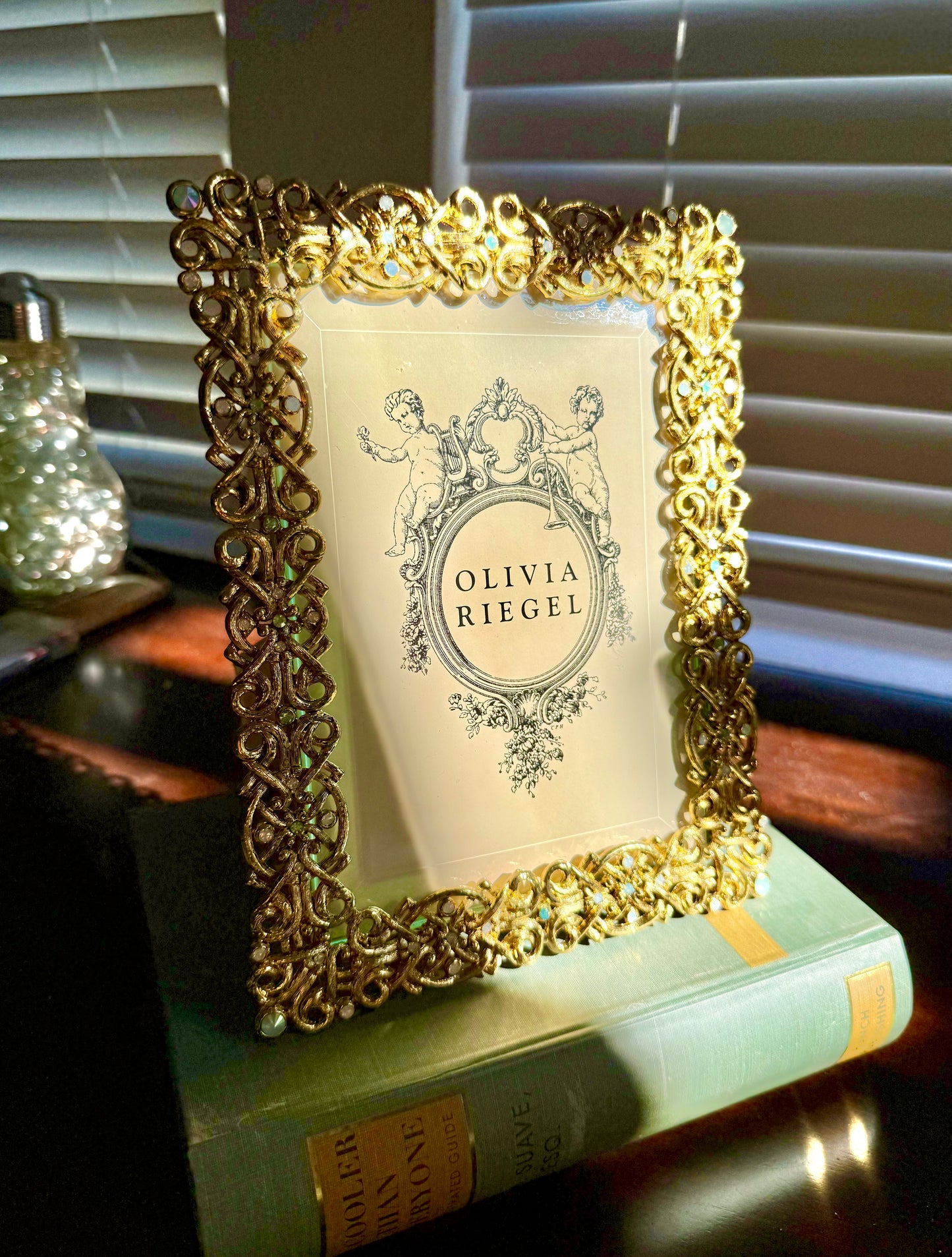 Olivia Riegel Vintage Luxury Decorative Jewel Encrusted Ornate Gold Plated Photo/ Picture Frame with Beautiful Crystals