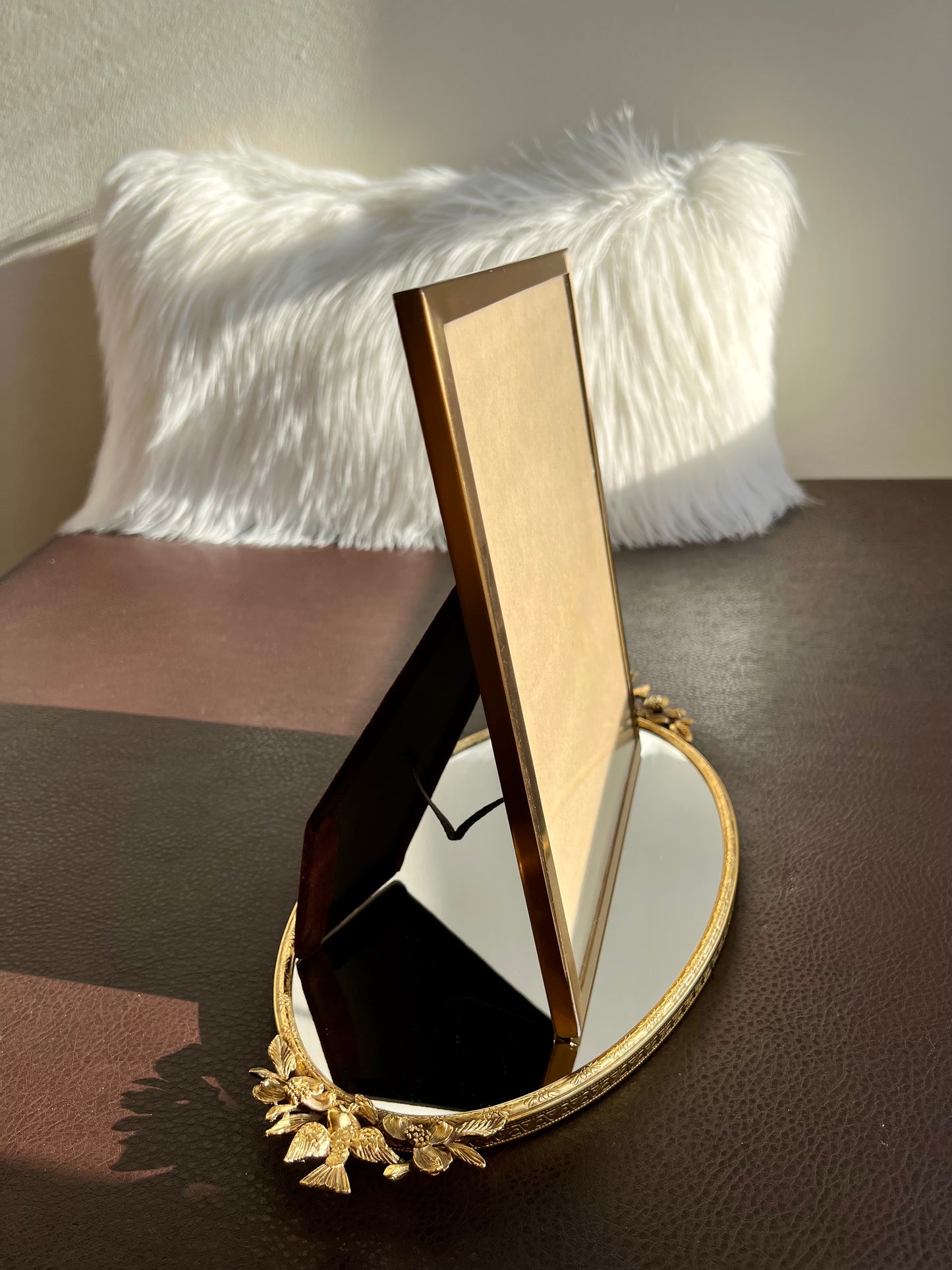 Beautiful Gold Tone Metal Vintage 8 X 10 Elegant Photo/ Picture Frame and Plush Cover on the Back, from Beverly Hills Estate Sale