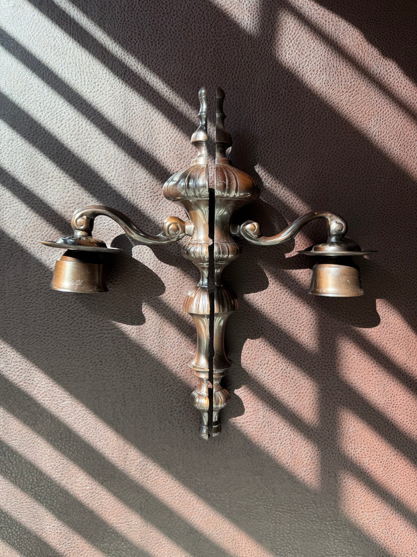 Vintage Wall Decor Candlestick Holder Candelabra Large Sconces, Cast Iron and Stunning Bronze-brown Finish (2 pieces/ one pair)
