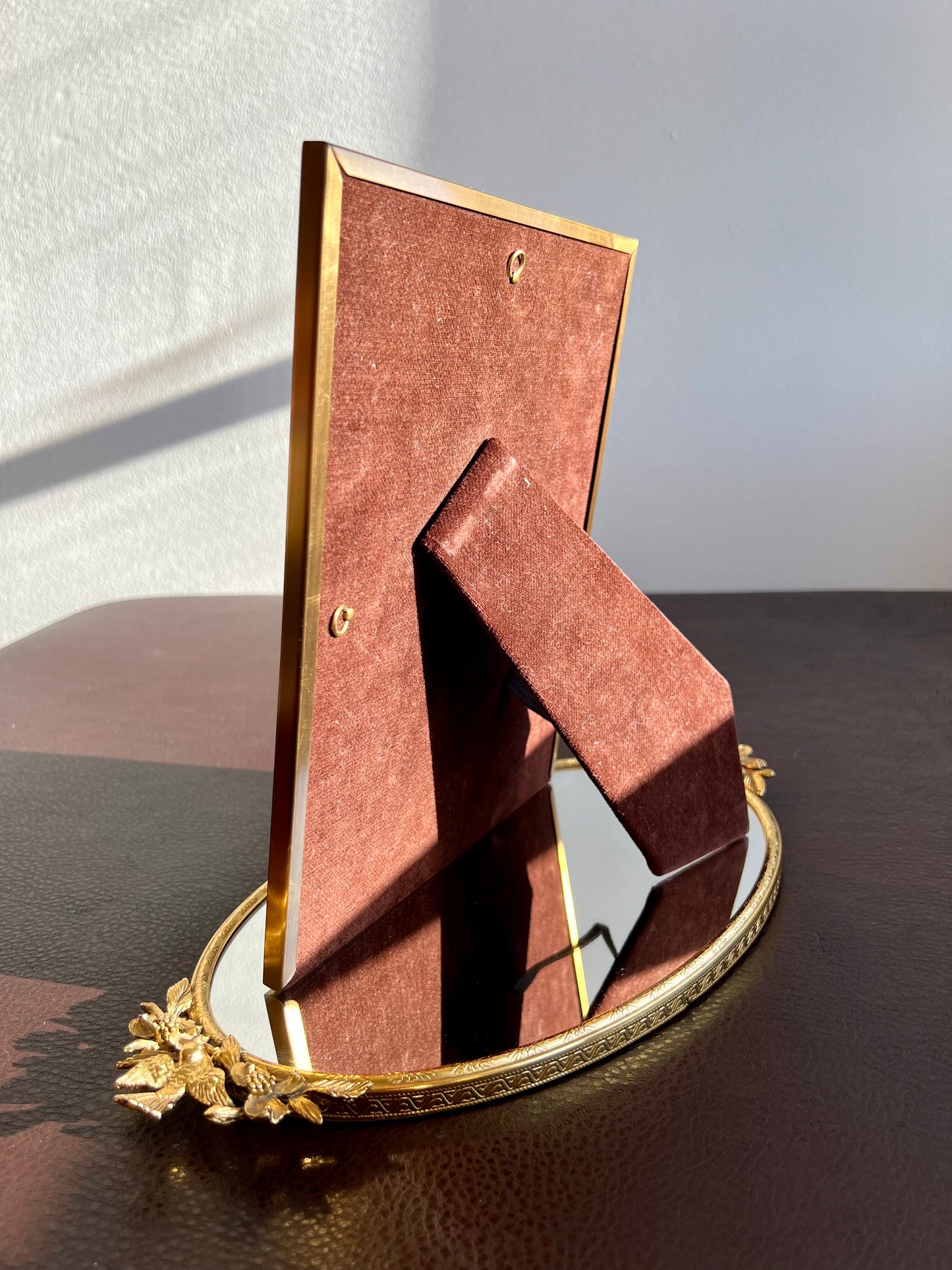 Beautiful Gold Tone Metal Vintage 8 X 10 Elegant Photo/ Picture Frame and Plush Cover on the Back, from Beverly Hills Estate Sale