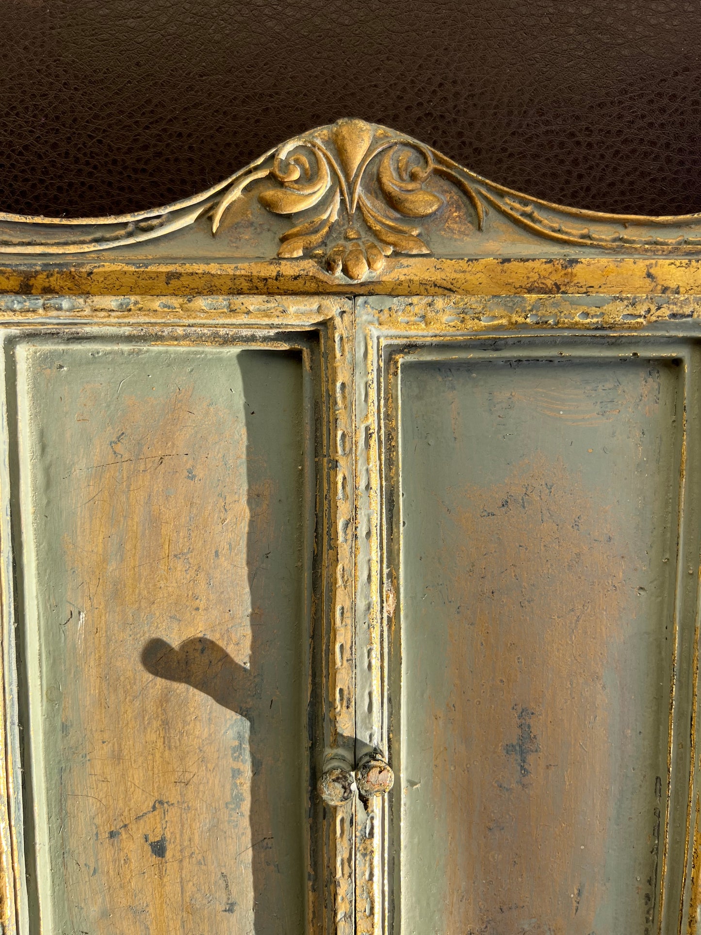 Antique Wood Look Framed Window Mirror With Open Doors