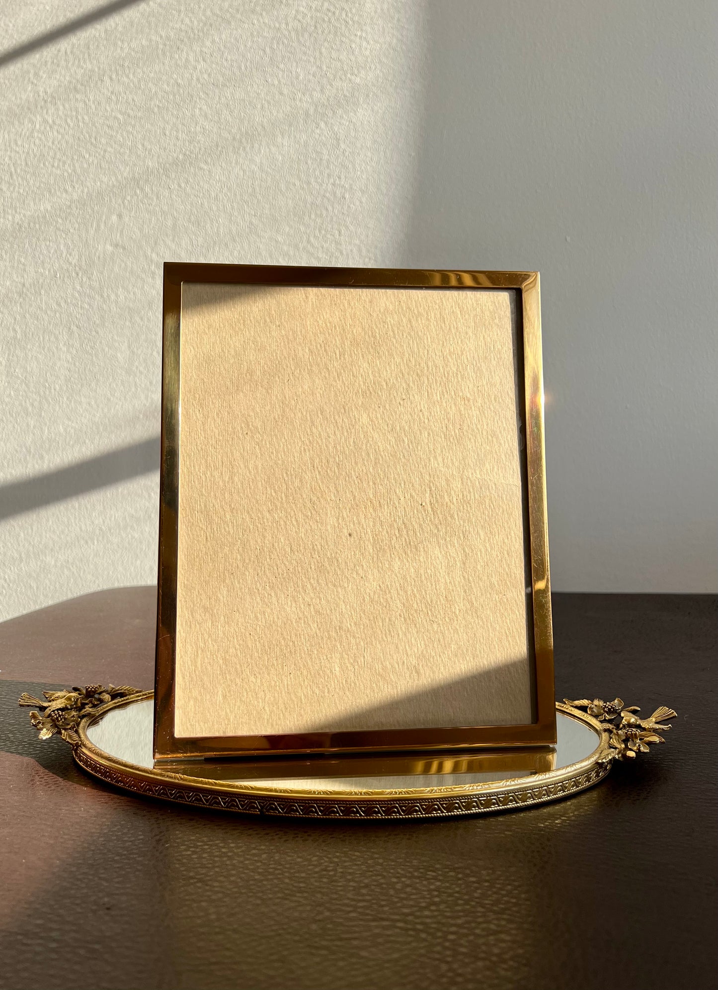 Beautiful Gold Tone Metal Vintage 8 X 10 Elegant Photo/ Picture Frame and Plush Cover on the Back, from Beverly Hills Estate Sale