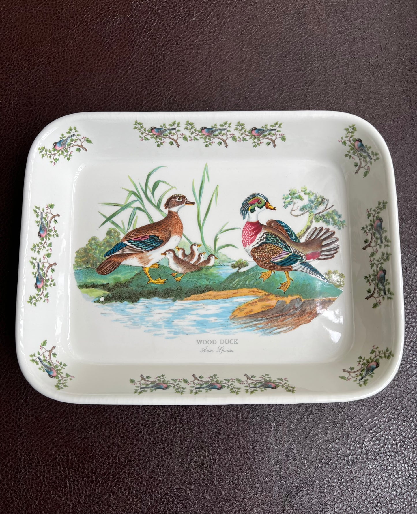 Portmeirion Pottery Birds Of Britain "Wood Duck" Vintage Baking Dish, Made in England