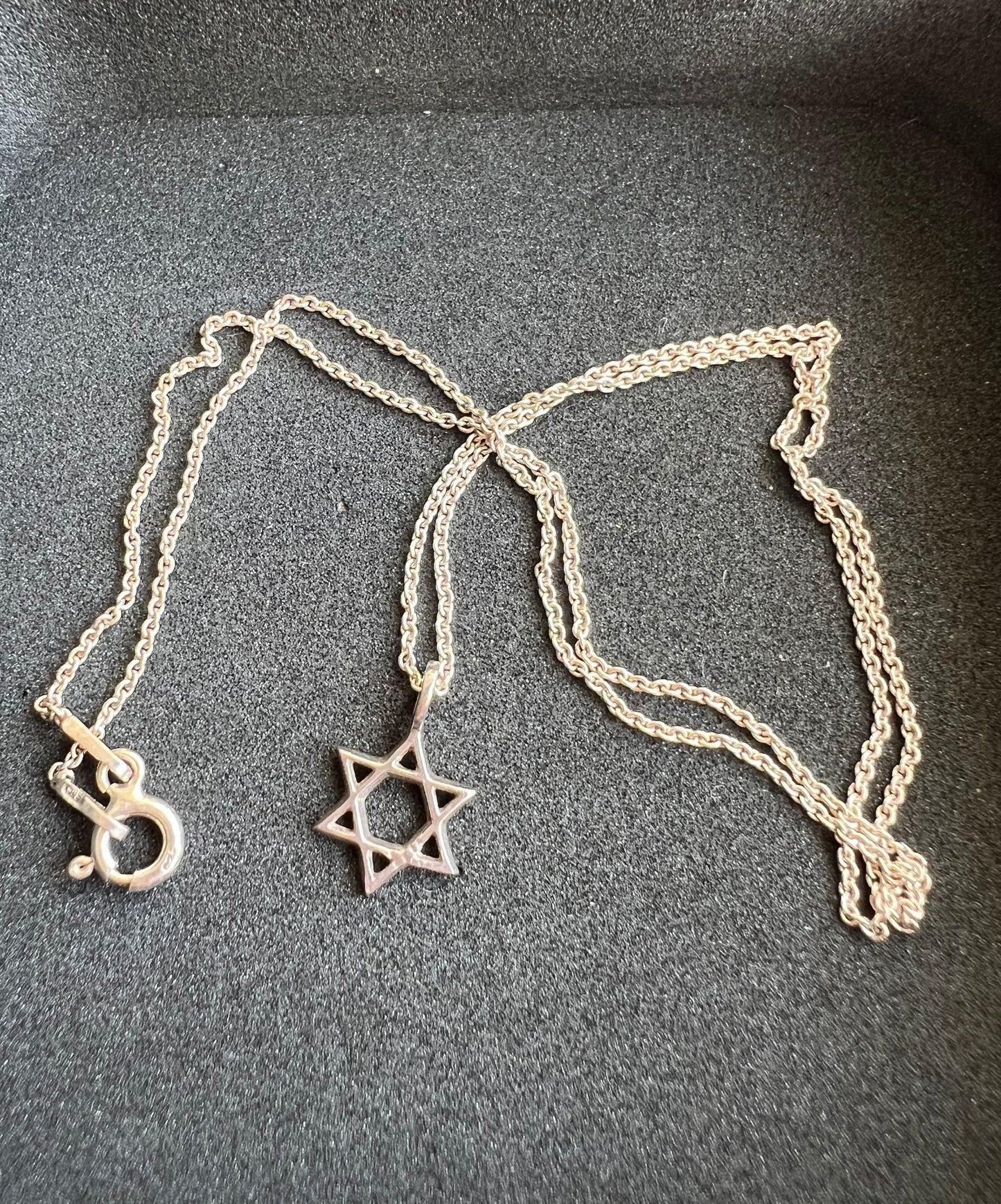 925 Sterling Silver Vintage Handmade Jewish Star of David Necklace and Pendant, Made in Italy