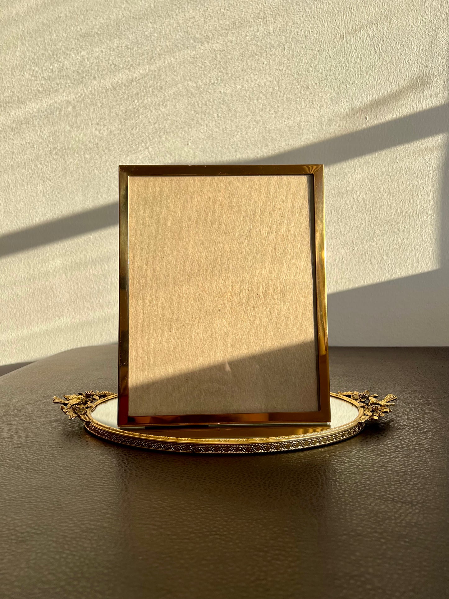 Beautiful Gold Tone Metal Vintage 8 X 10 Elegant Photo/ Picture Frame and Plush Cover on the Back, from Beverly Hills Estate Sale