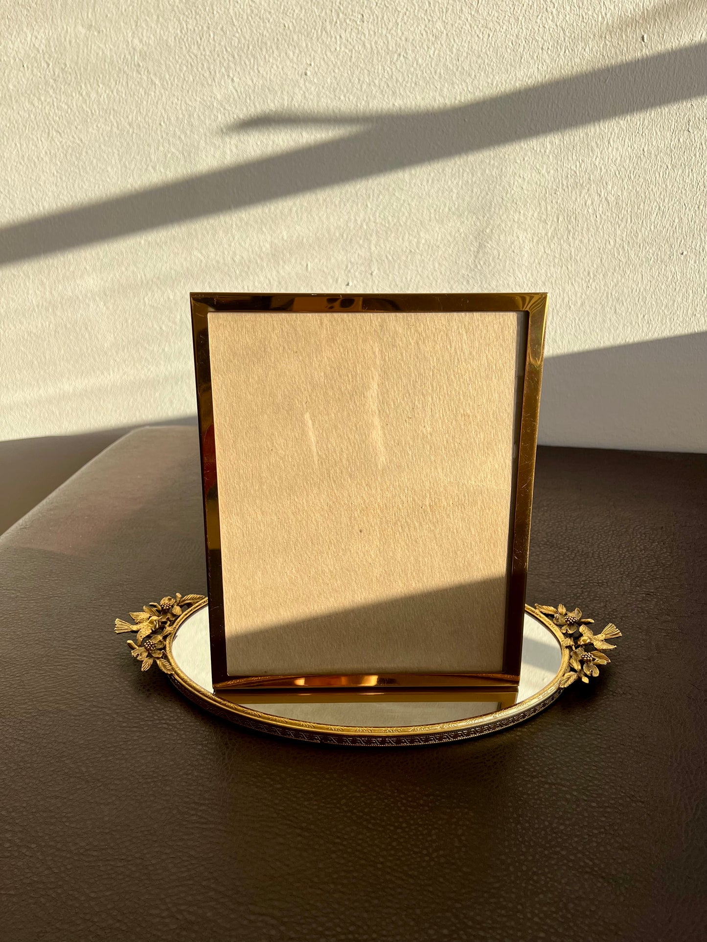 Beautiful Gold Tone Metal Vintage 8 X 10 Elegant Photo/ Picture Frame and Plush Cover on the Back, from Beverly Hills Estate Sale