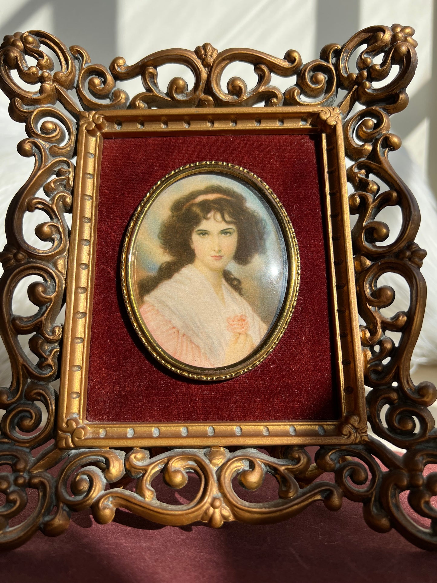 A Cameo Creation Vintage Framed Hubak Lady Girl Portrait by Unknown Artist