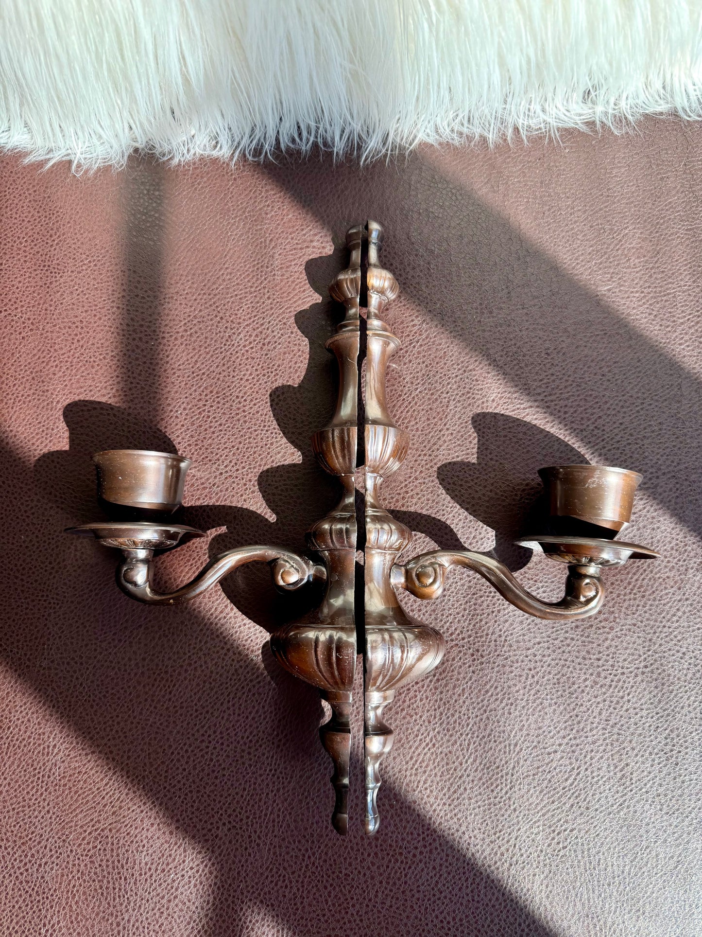 Vintage Wall Decor Candlestick Holder Candelabra Large Sconces, Cast Iron and Stunning Bronze-brown Finish (2 pieces/ one pair)