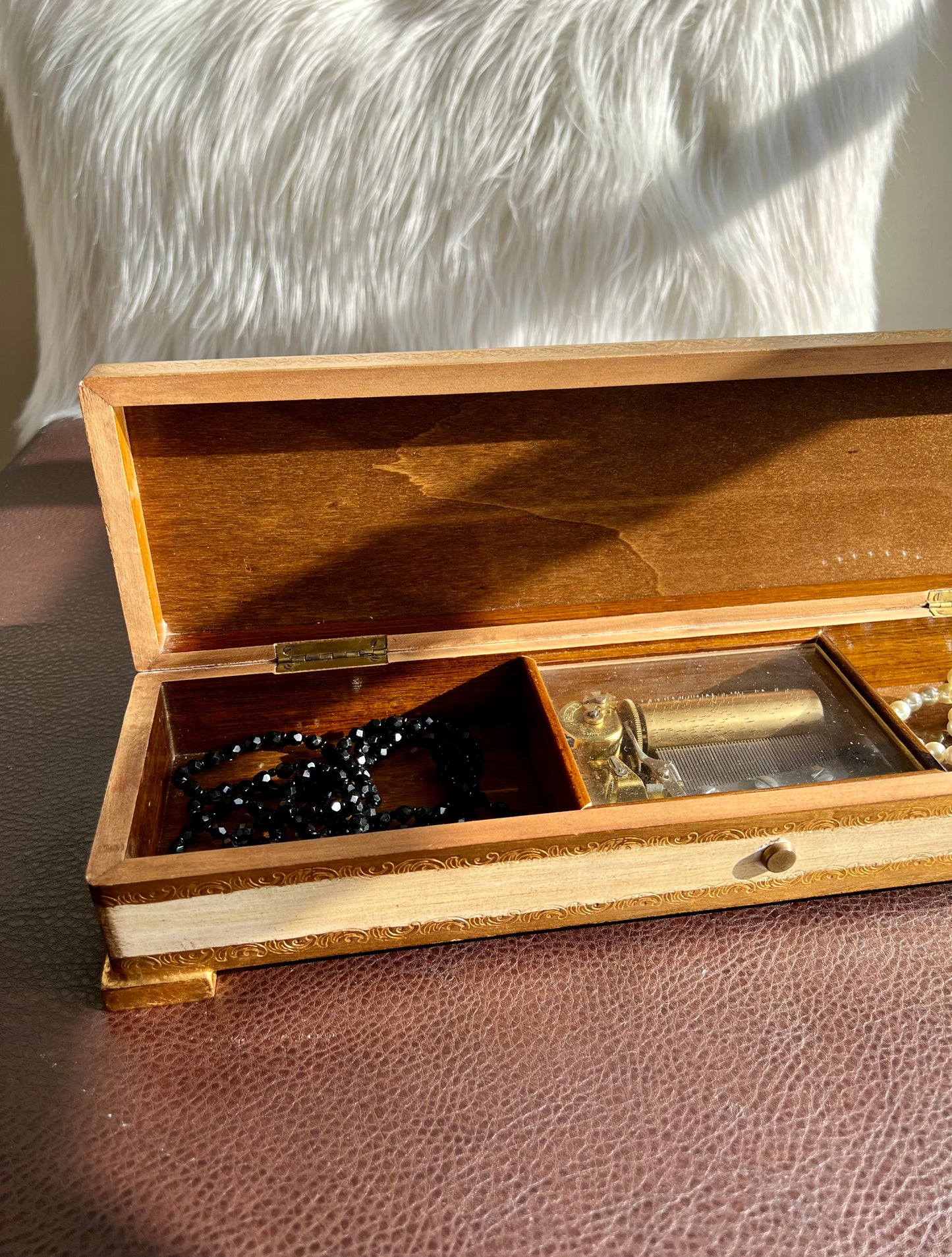 REUGE Sainte Croix Swiss Vintage Wooden Big Florentine Music Box, Numbered - It Plays the Song “Lullaby” by Wolfgang Amadeus Mozart