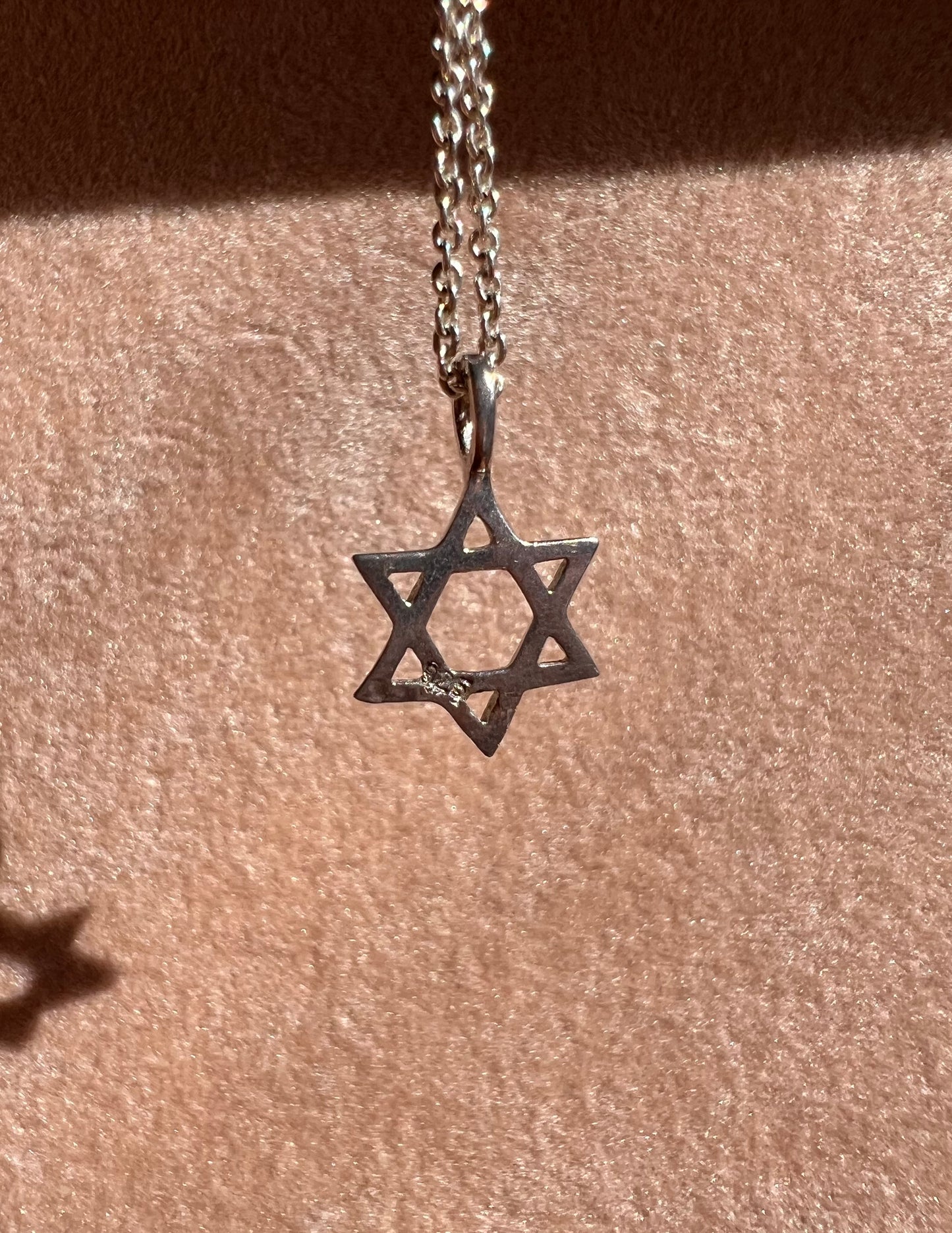 925 Sterling Silver Vintage Handmade Jewish Star of David Necklace and Pendant, Made in Italy