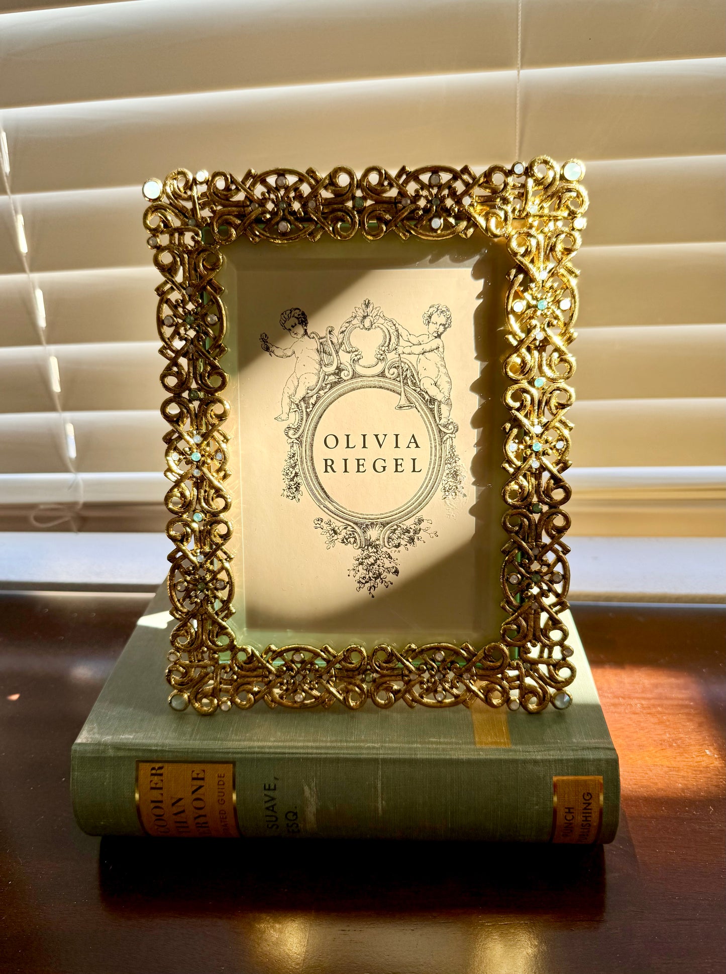 Olivia Riegel Vintage Luxury Decorative Jewel Encrusted Ornate Gold Plated Photo/ Picture Frame with Beautiful Crystals