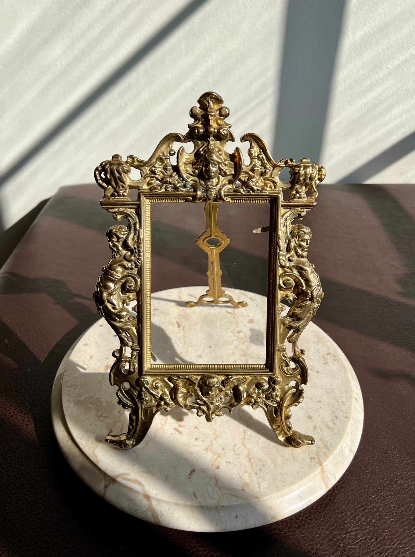Antique French Brass Victorian Style Ornate Tabletop Photo Frame/ Picture Frame