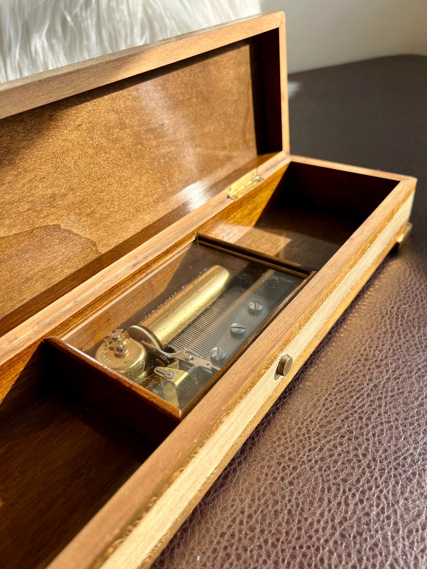 REUGE Sainte Croix Swiss Vintage Wooden Big Florentine Music Box, Numbered - It Plays the Song “Lullaby” by Wolfgang Amadeus Mozart