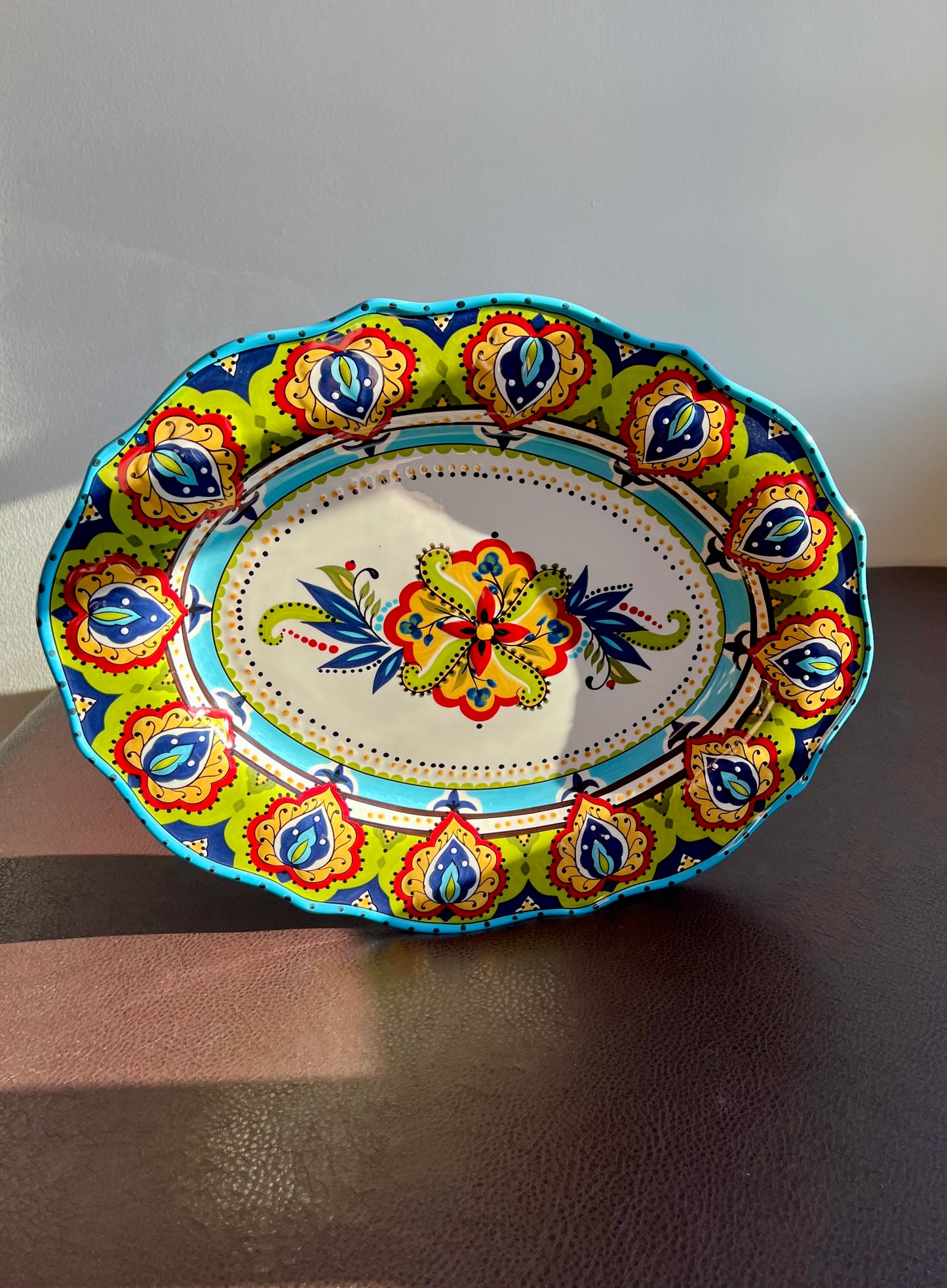 Bocca Espania Colorful Floral Decor, Large Oval Vintage Ceramic Serving Platter