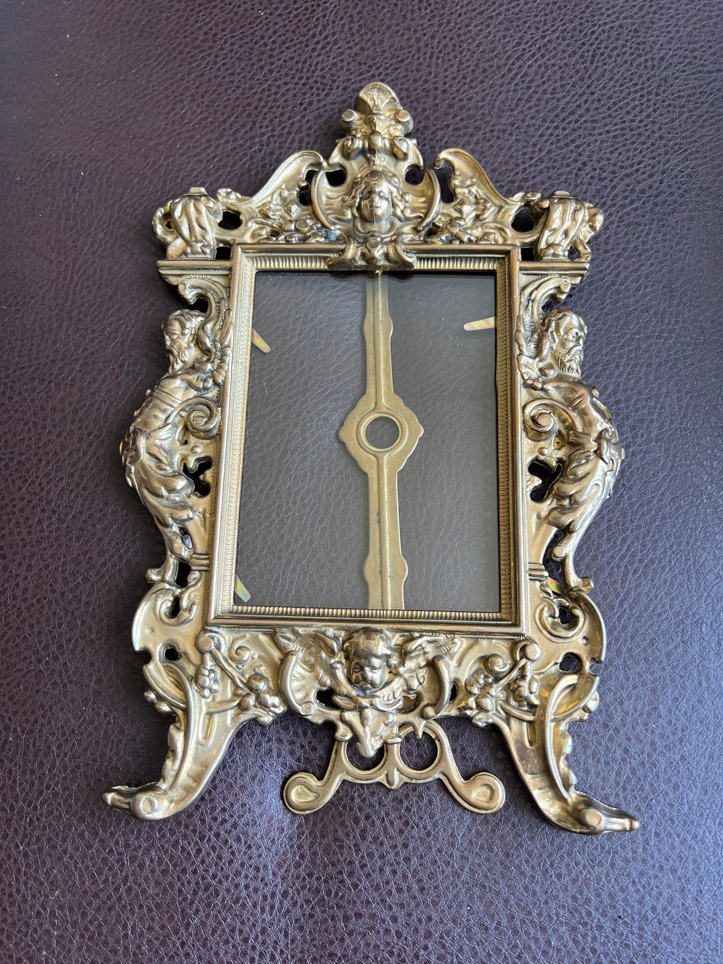 Antique French Brass Victorian Style Ornate Tabletop Photo Frame/ Picture Frame
