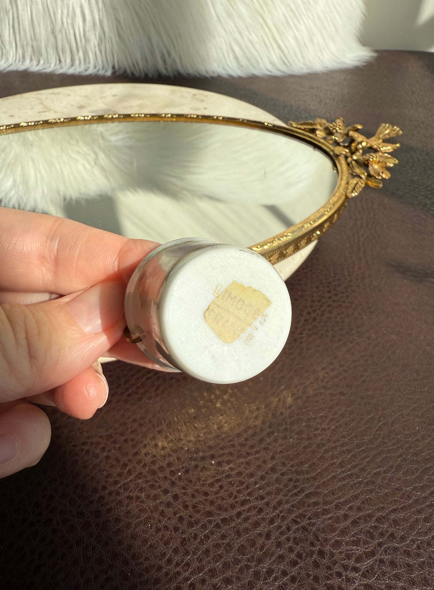 Limoges Miniature Vintage Porcelain Bucket/ Pail with Handle, Decorated with a Courting Couple, Made in France