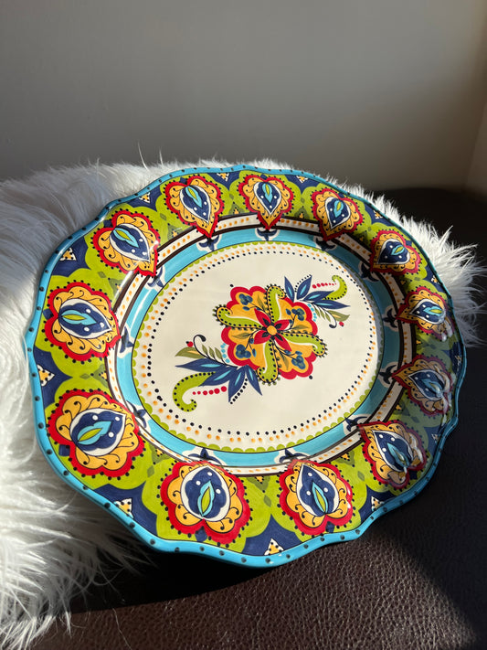 Bocca Espania Colorful Floral Decor, Large Oval Vintage Ceramic Serving Platter