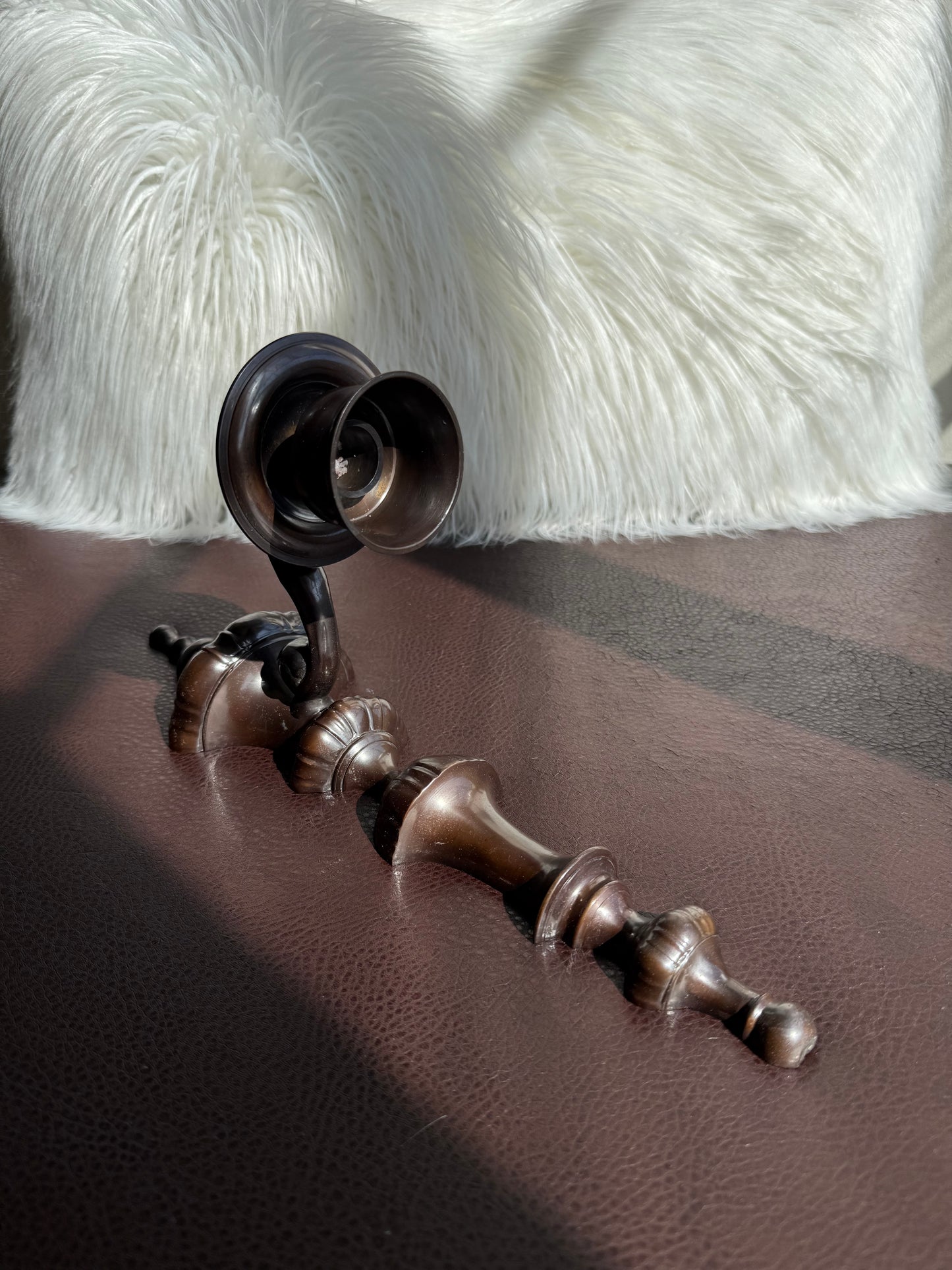 Vintage Wall Decor Candlestick Holder Candelabra Large Sconces, Cast Iron and Stunning Bronze-brown Finish (2 pieces/ one pair)