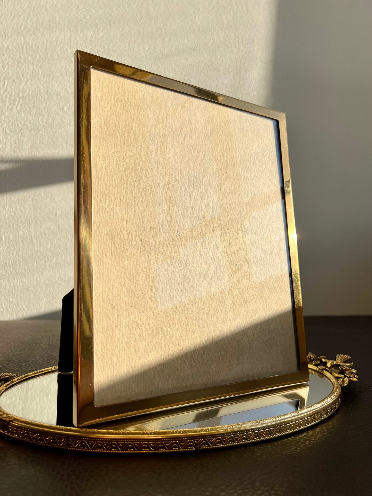 Beautiful Gold Tone Metal Vintage 8 X 10 Elegant Photo/ Picture Frame and Plush Cover on the Back, from Beverly Hills Estate Sale