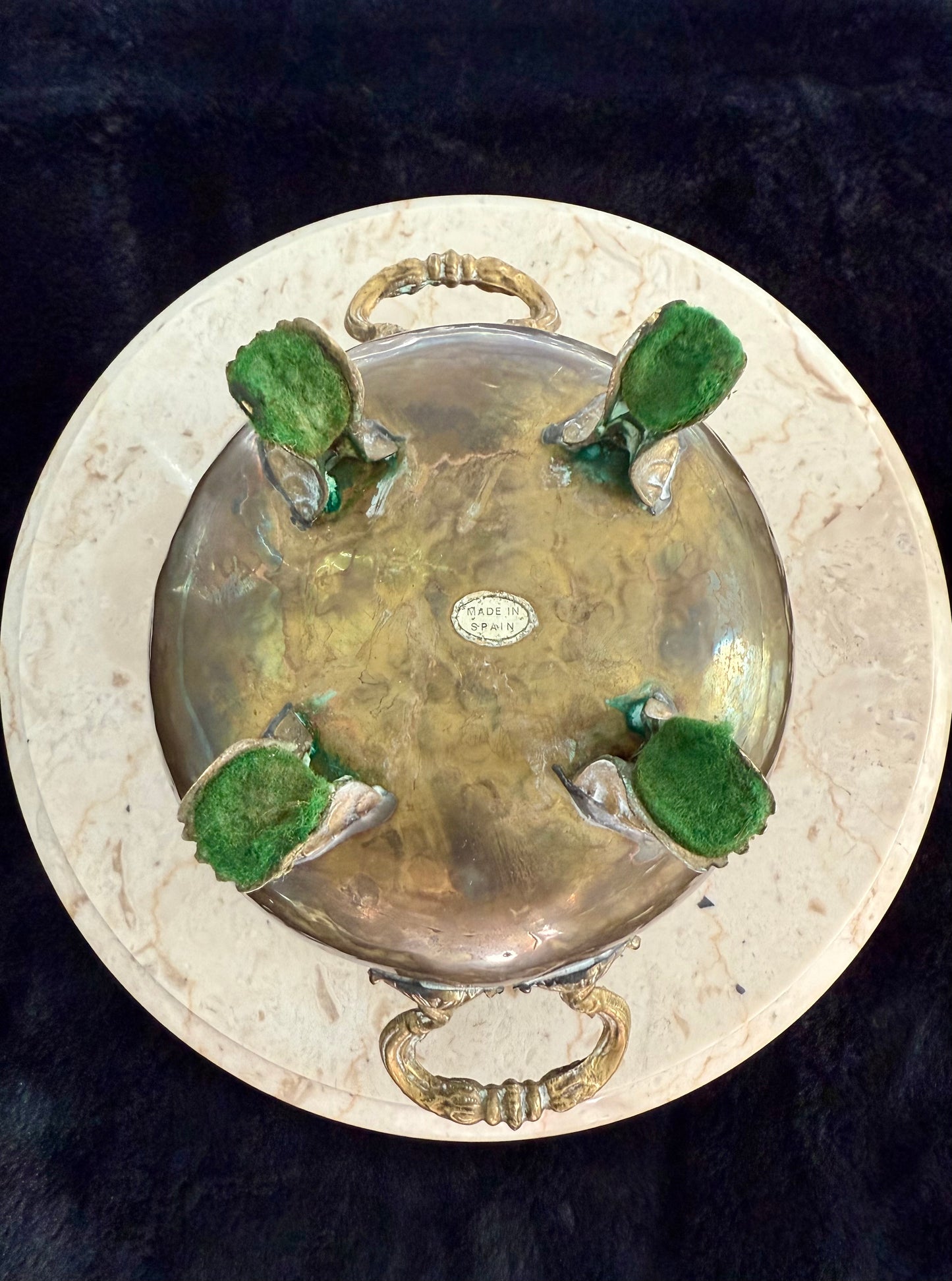 Vintage Brass Flower Pot or Planter with Handles and Four-Legged Lion Paws - Made in Spain
