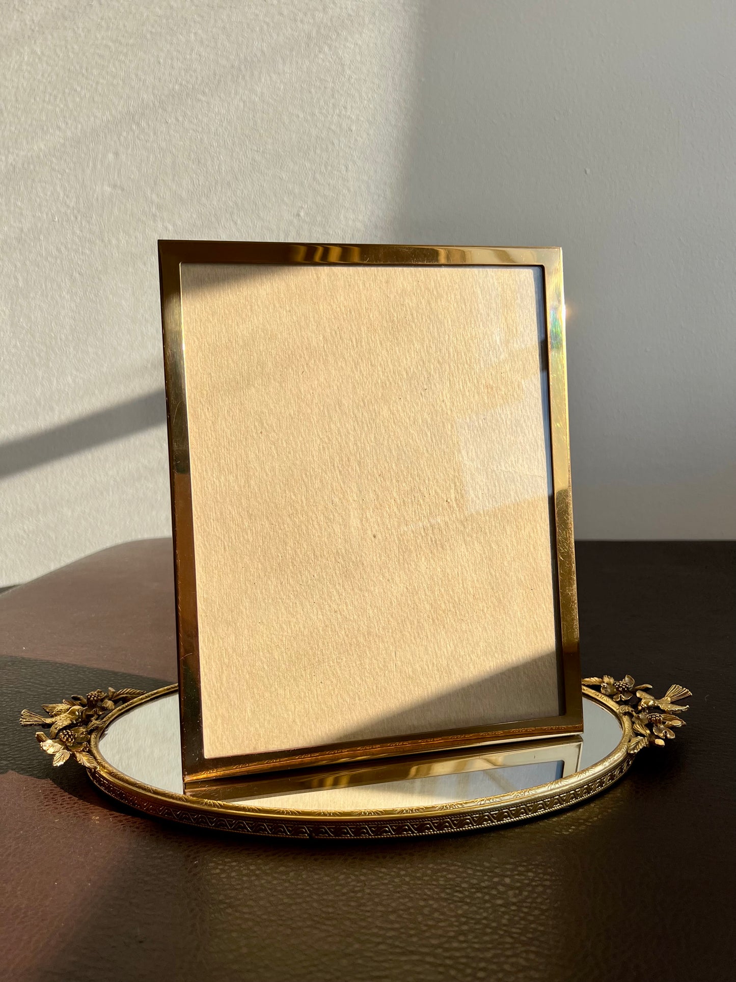 Beautiful Gold Tone Metal Vintage 8 X 10 Elegant Photo/ Picture Frame and Plush Cover on the Back, from Beverly Hills Estate Sale